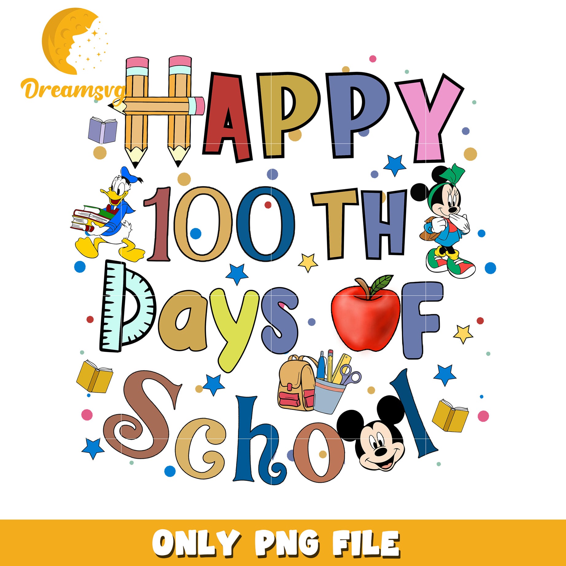 Happy 100th Days of School Disney PNG File for Kids