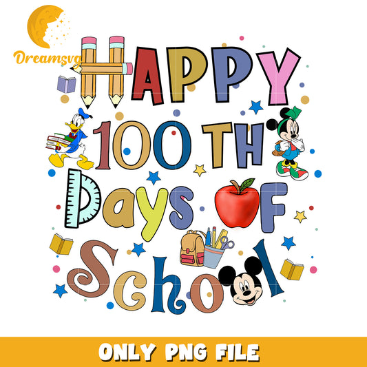 Happy 100th Days of School Disney PNG File for Kids