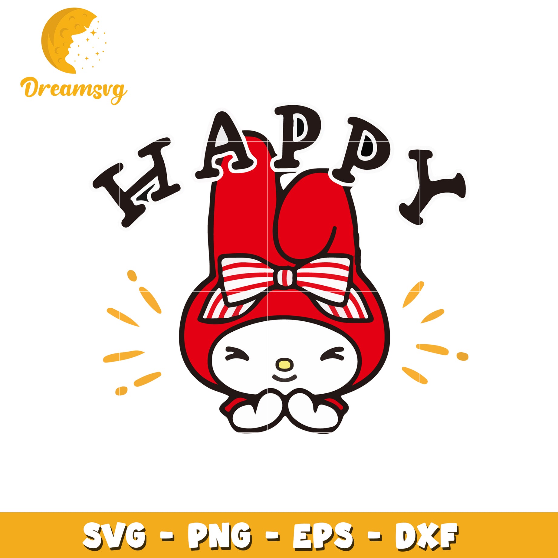 Happy Bunny SVG PNG EPS DXF Cut File