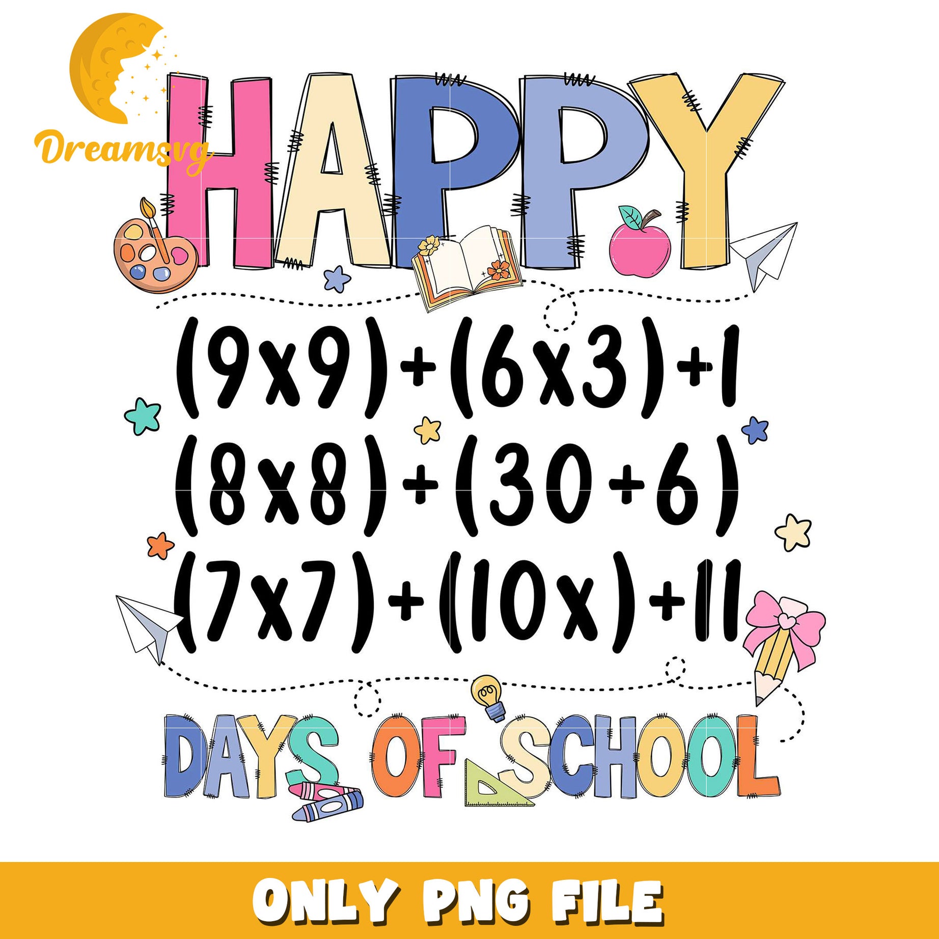 Happy Days of School PNG Sublimation