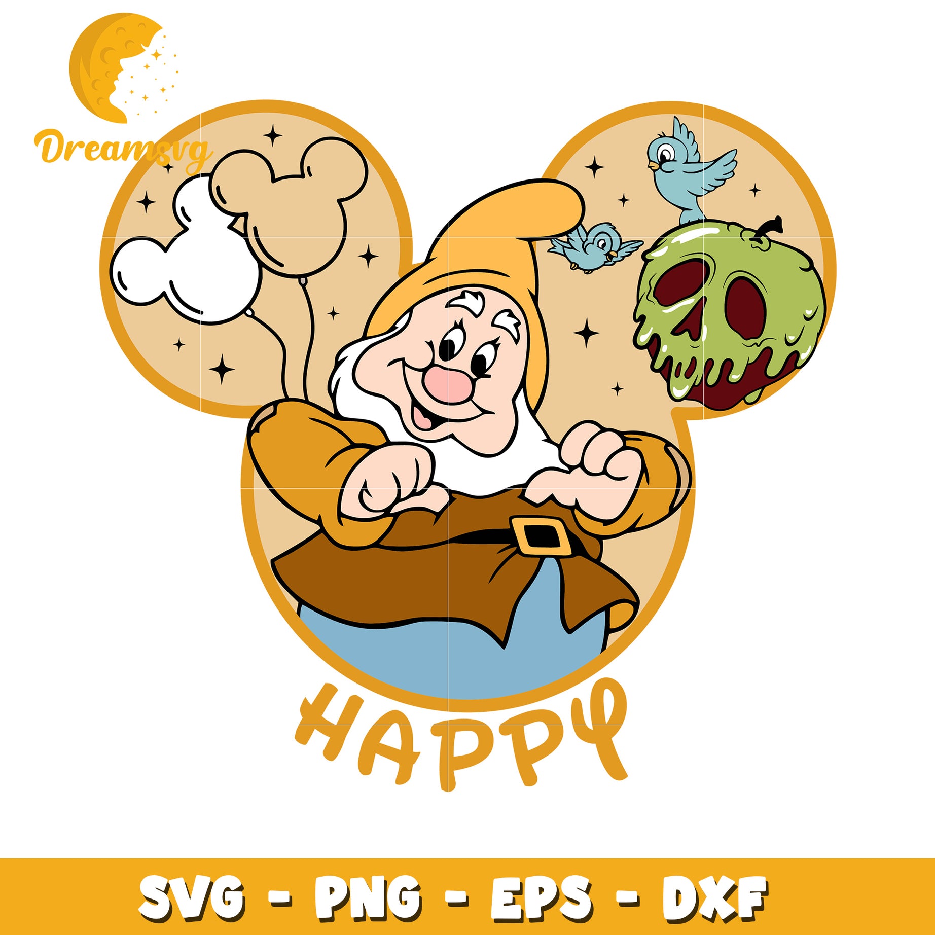 Happy Dwarf Disney SVG PNG EPS DXF