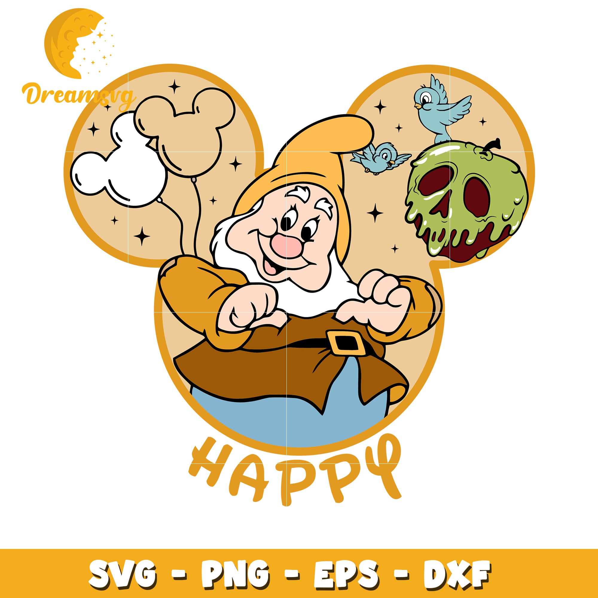 Happy Dwarf Disney SVG PNG EPS DXF