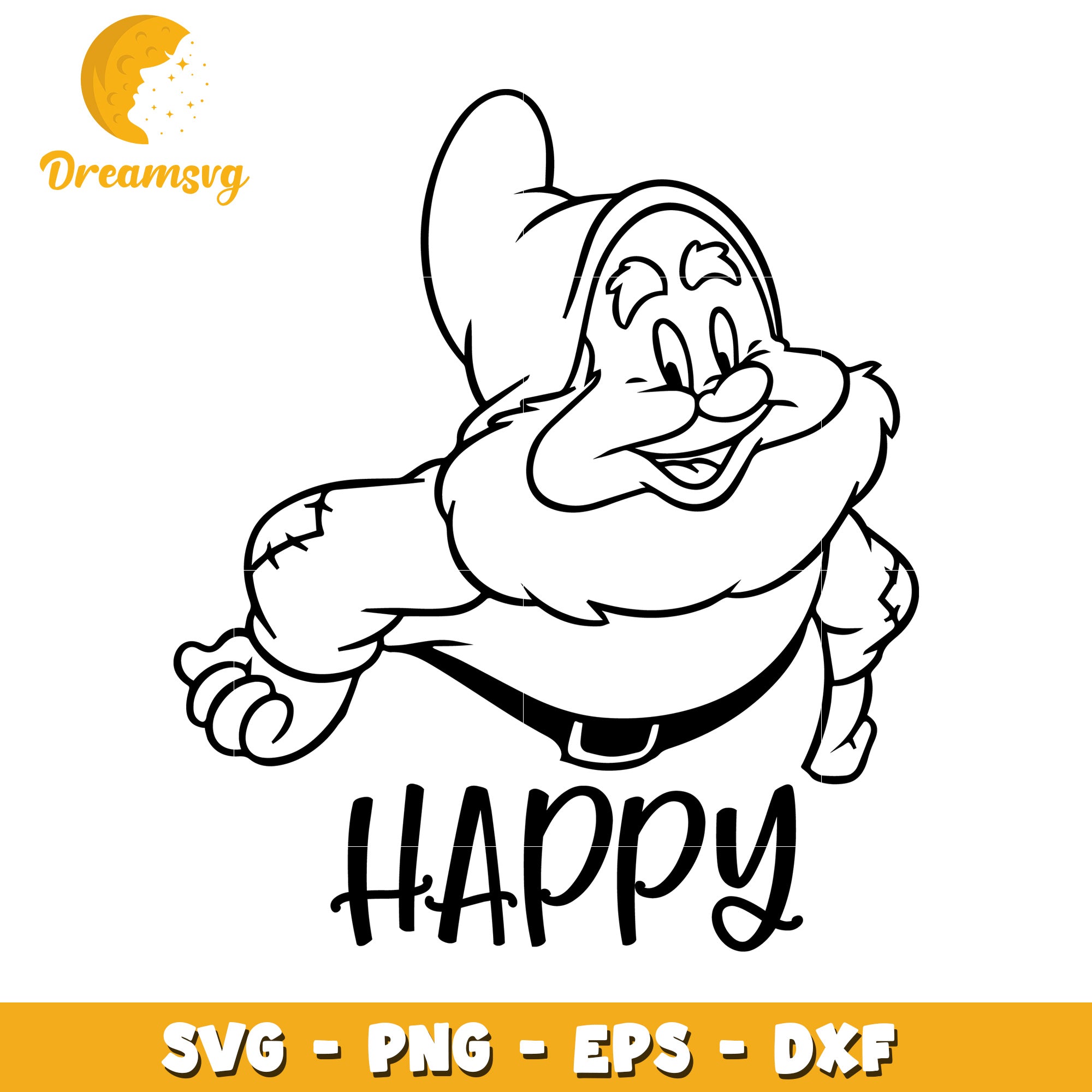 Happy Dwarf SVG PNG EPS DXF Cut File