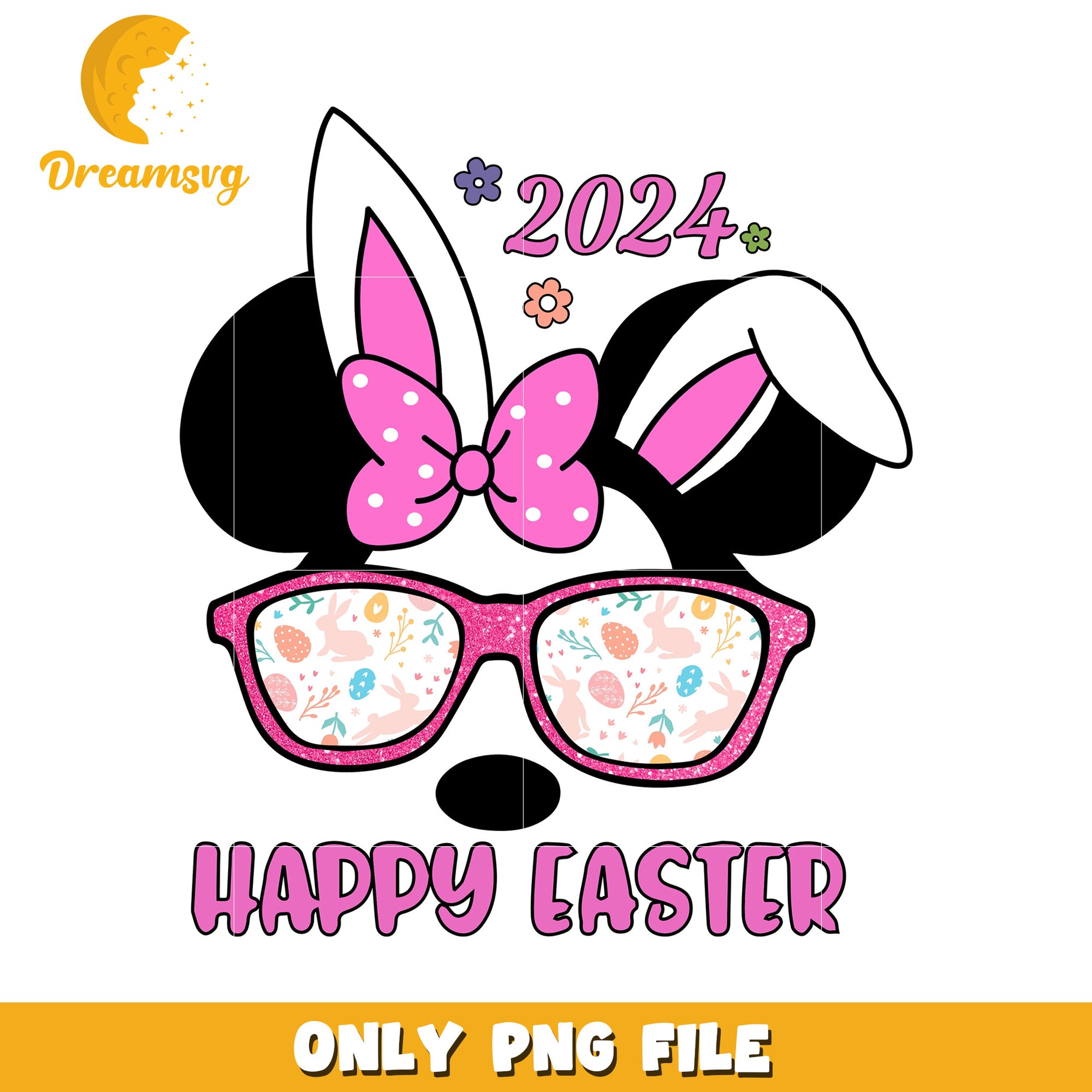 Happy Easter 2024 Cute Bunny Graphic PNG Design for Fun