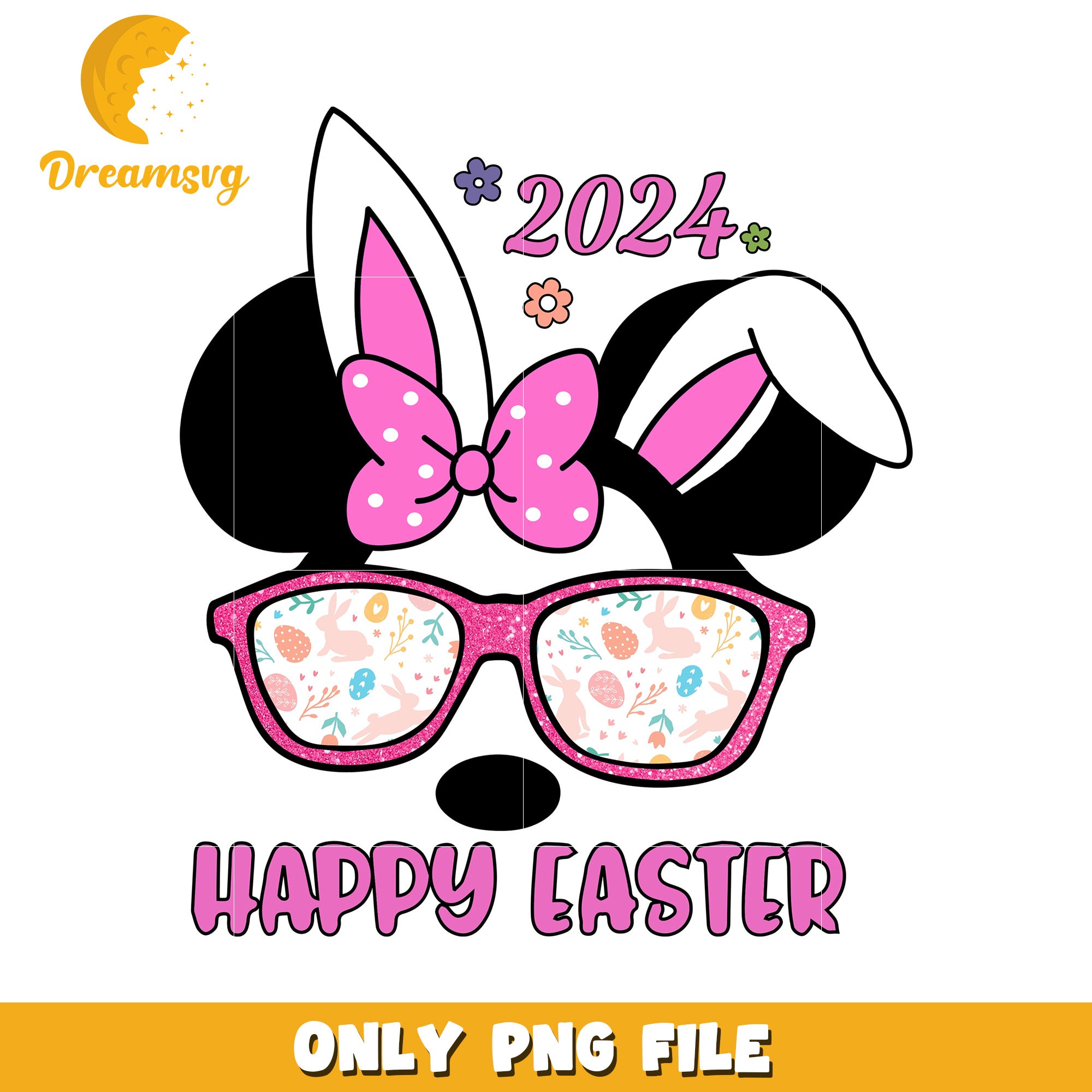 Happy Easter 2024 Cute Bunny Graphic PNG Design for Fun