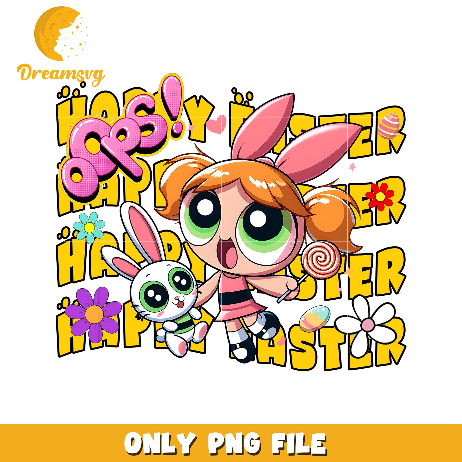 Happy Easter Blossom PNG Cartoon