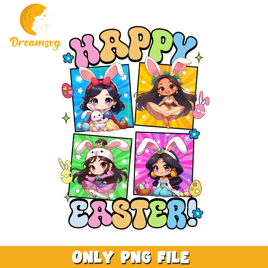 Happy Easter Bunny Girls Cute PNG Digital Download Art