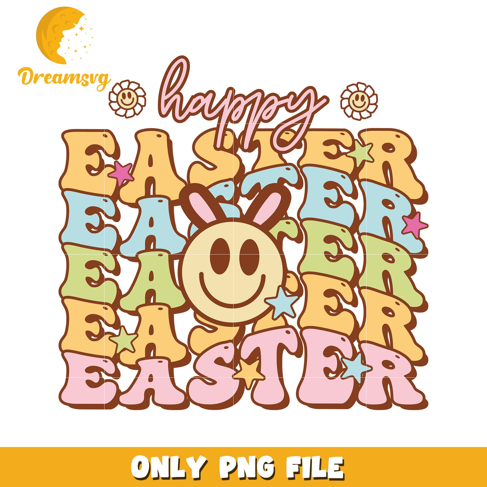 Happy Easter Bunny Graphic Cute Colorful PNG Design