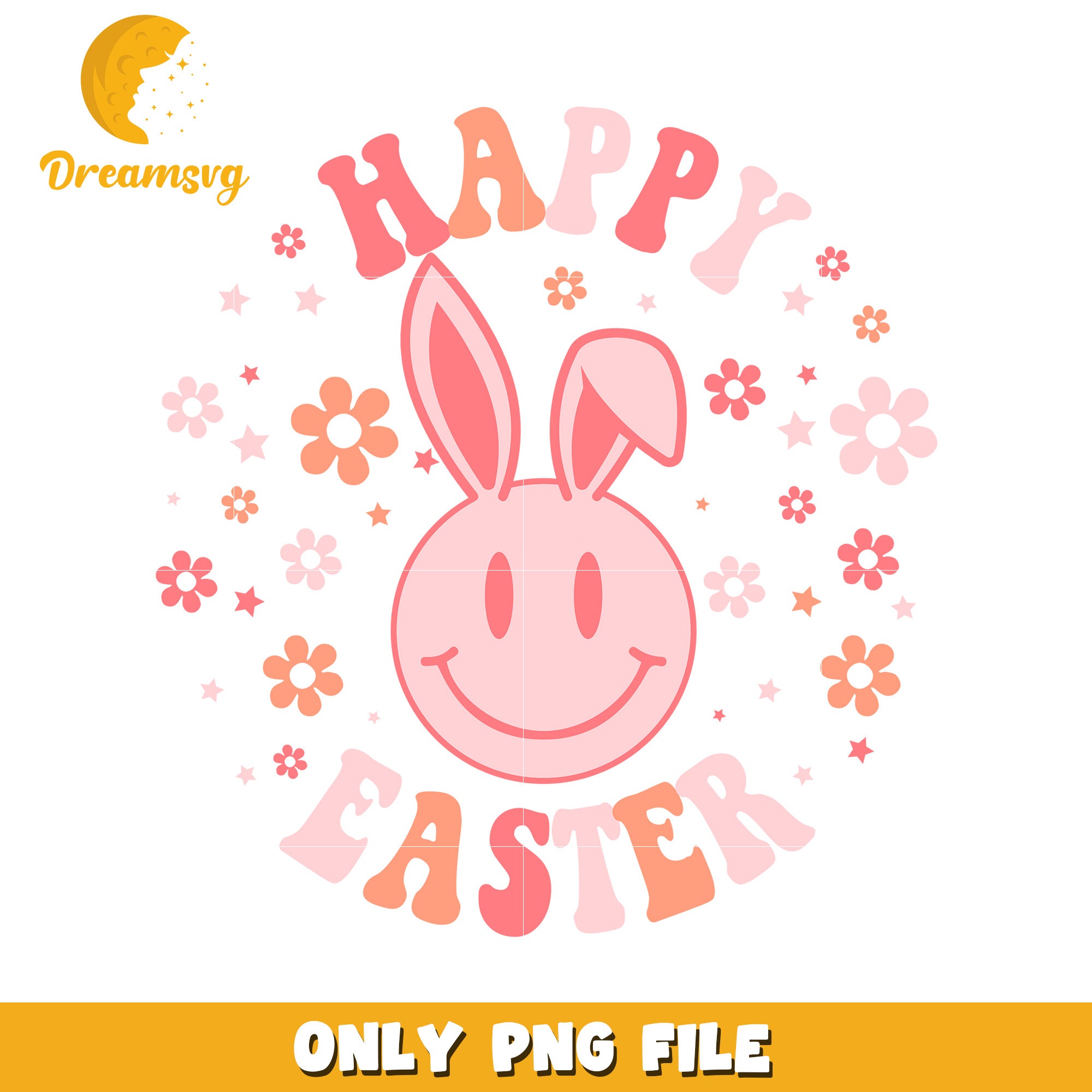 Happy Easter Bunny PNG Cute Retro Design