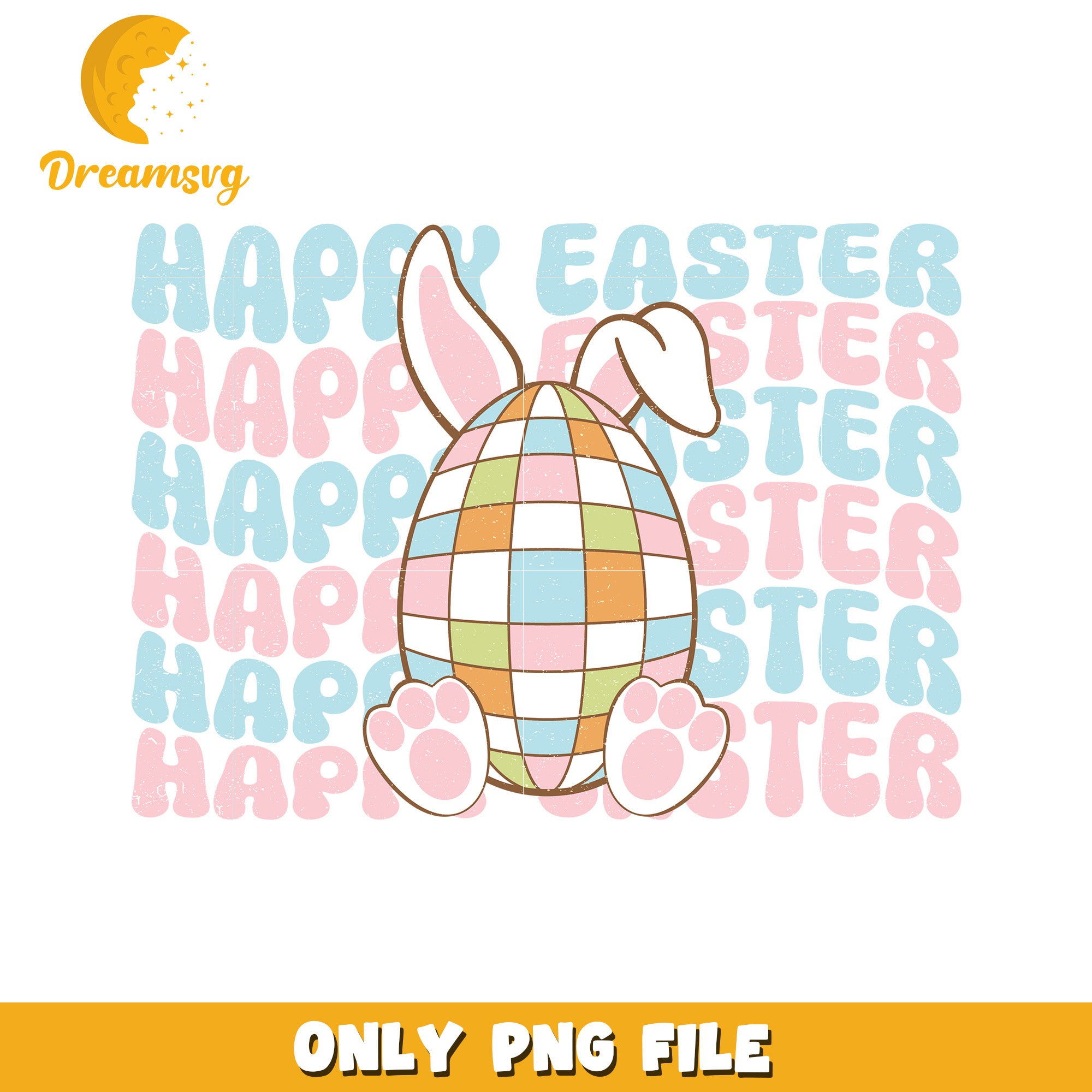 Happy Easter Bunny and Colorful Egg PNG Design for Kids
