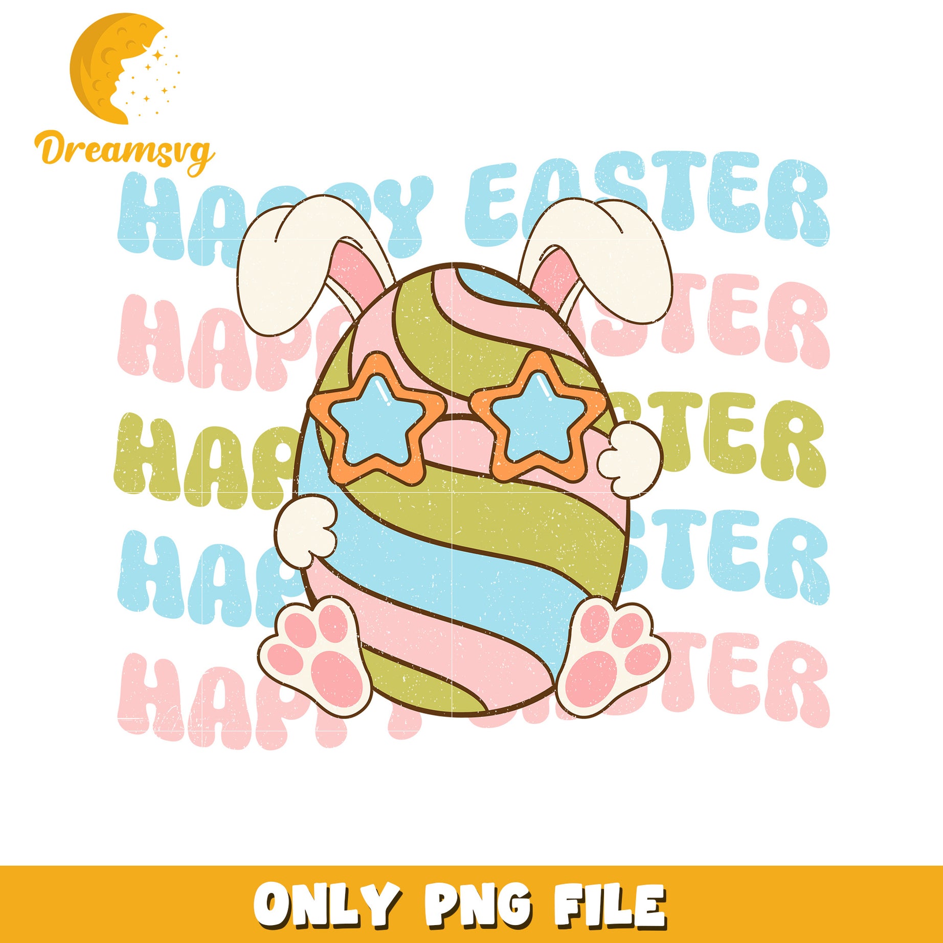 Happy Easter Bunny with Colorful Egg PNG Artwork Design