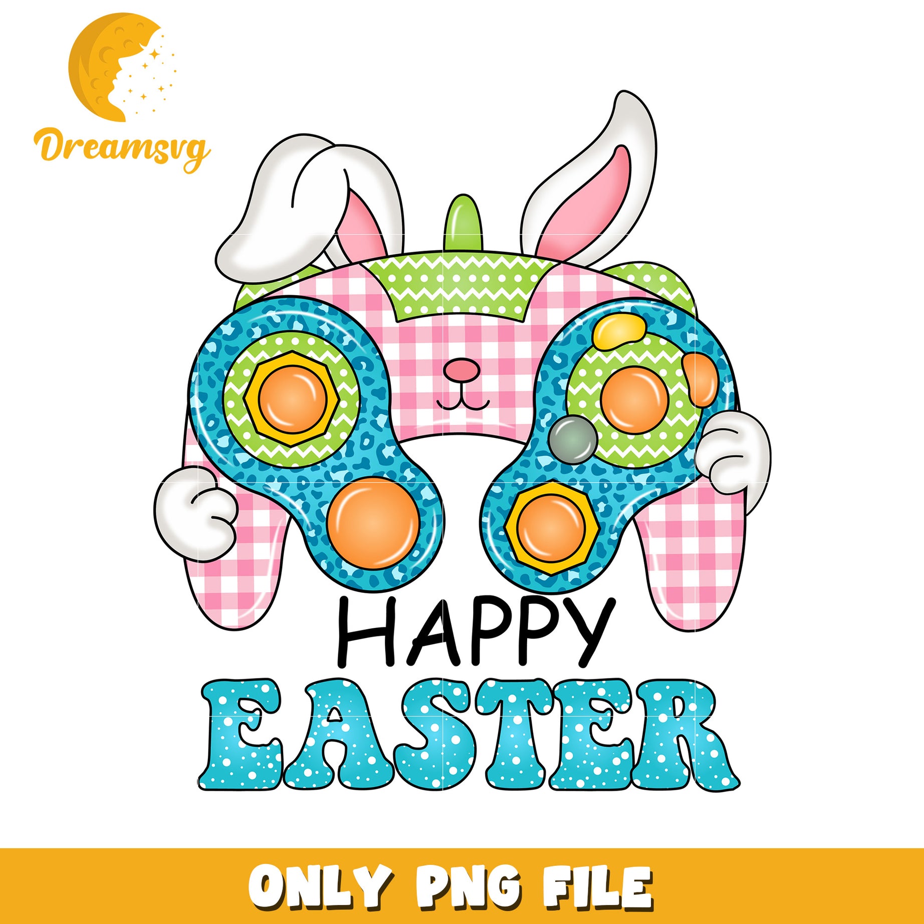 Happy Easter Bunny with Game Controller PNG Artwork