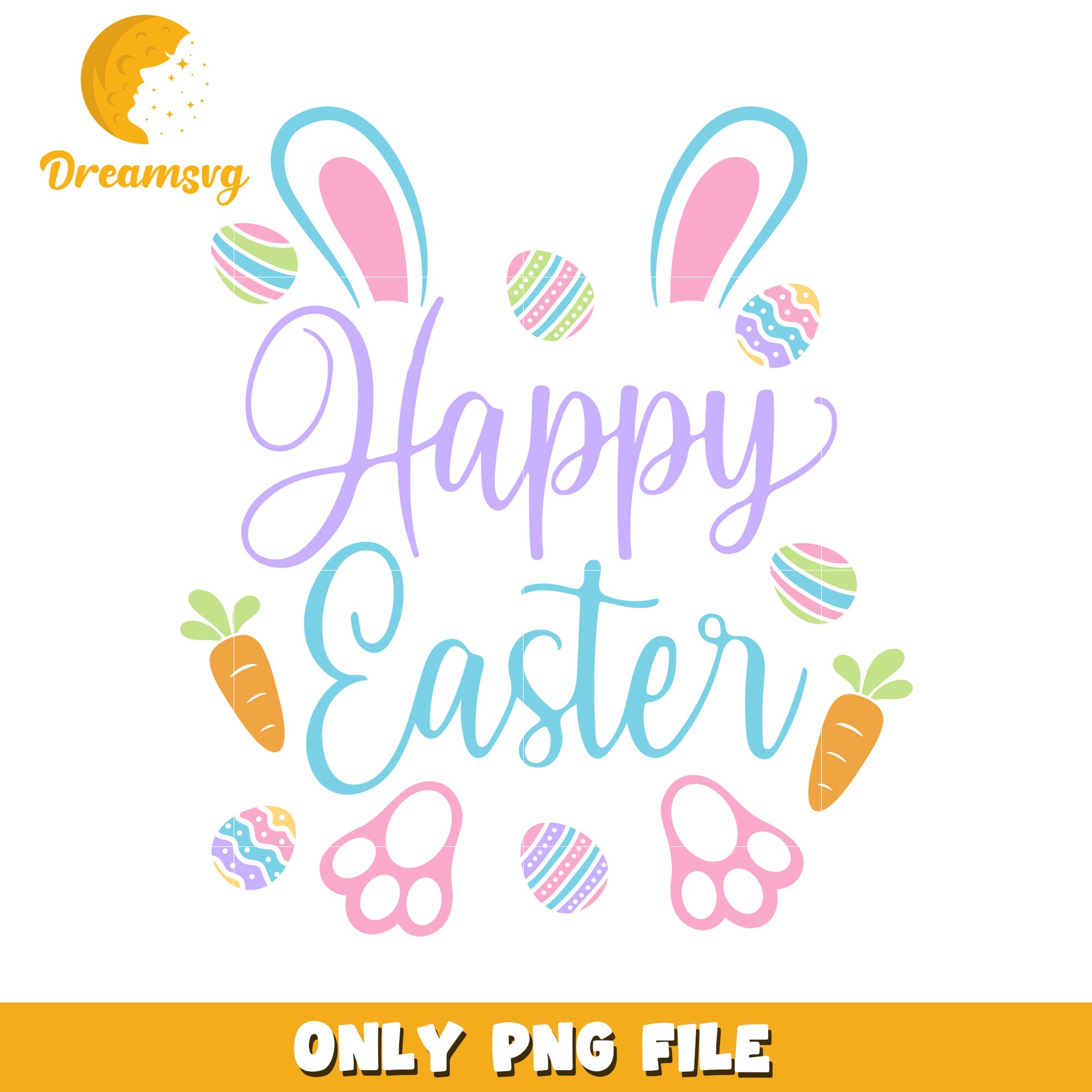 Happy Easter Colorful Bunny and Egg PNG Design Download