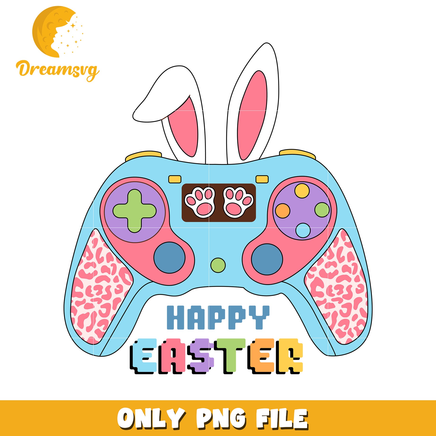 Happy Easter Colorful Gaming Controller PNG Design Template