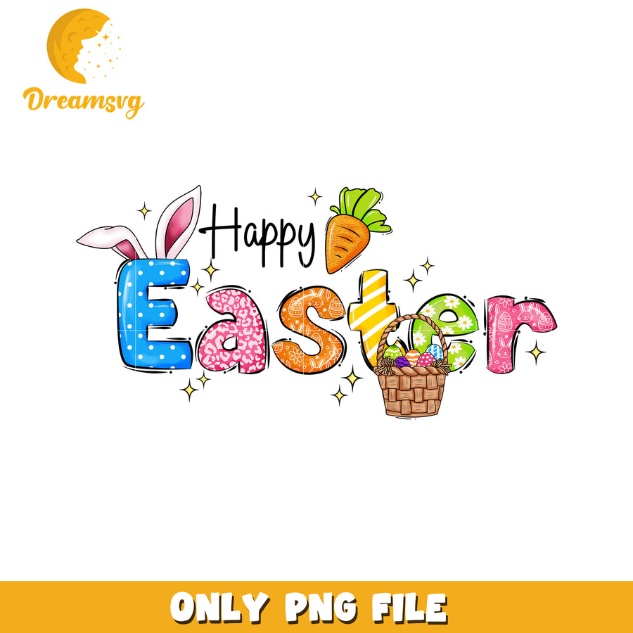 Happy Easter Colorful PNG Design for Festive Celebrations