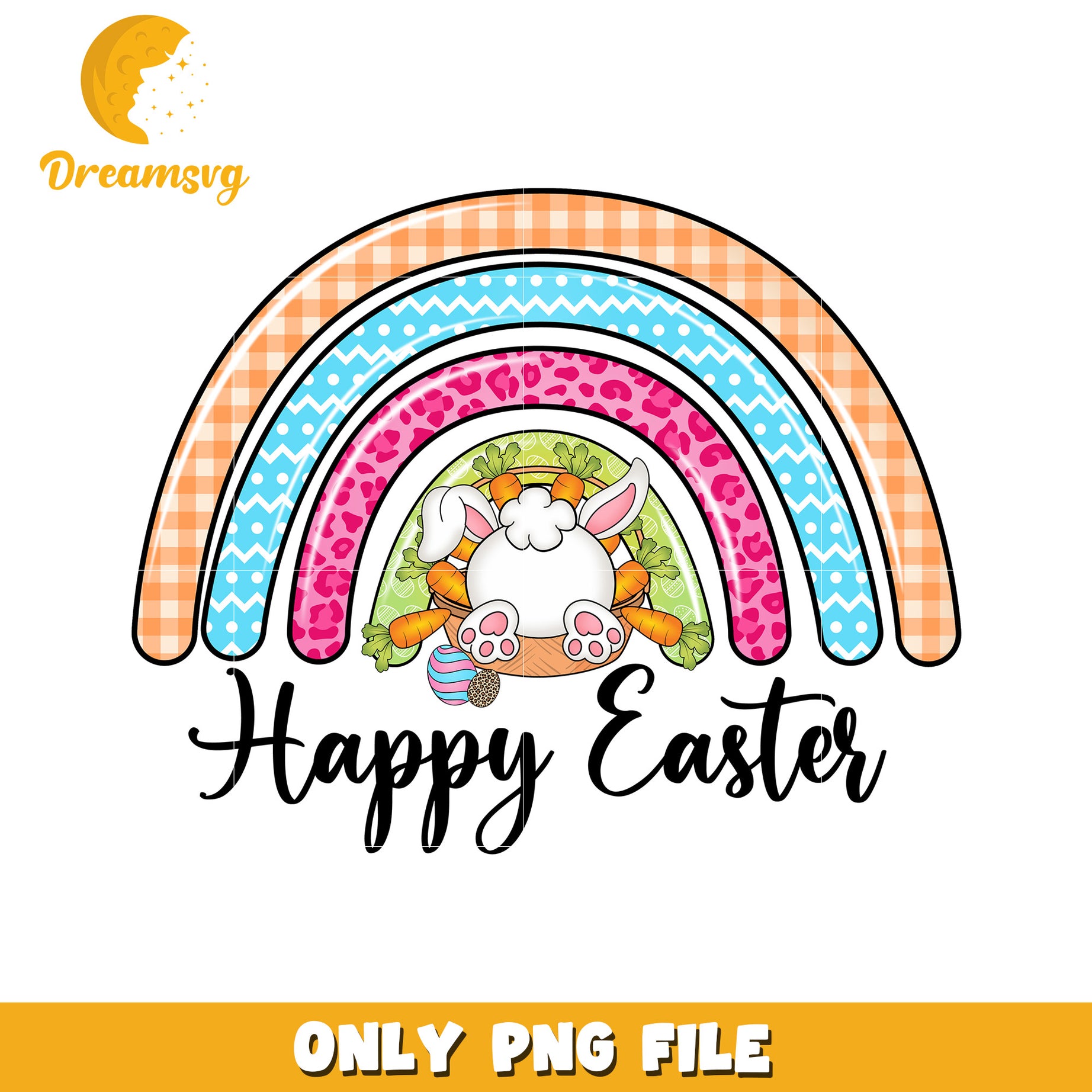 Happy Easter Colorful Rainbow Bunny PNG Image Download