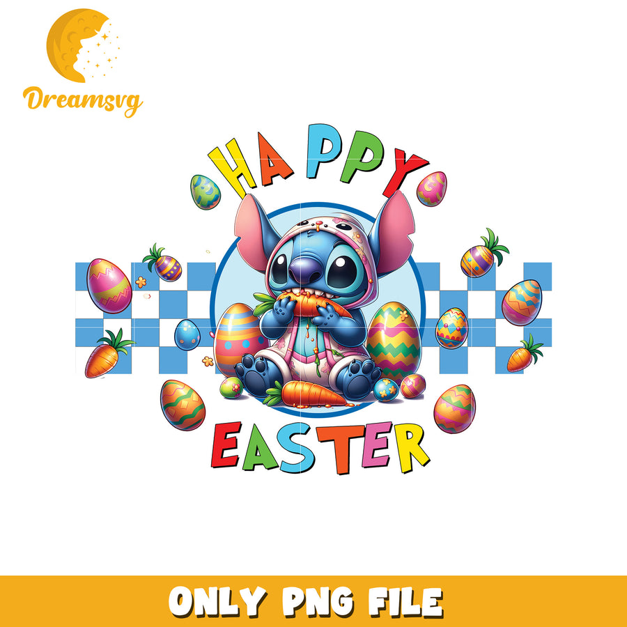 Happy Easter Colorful Stitch Character PNG Design Image