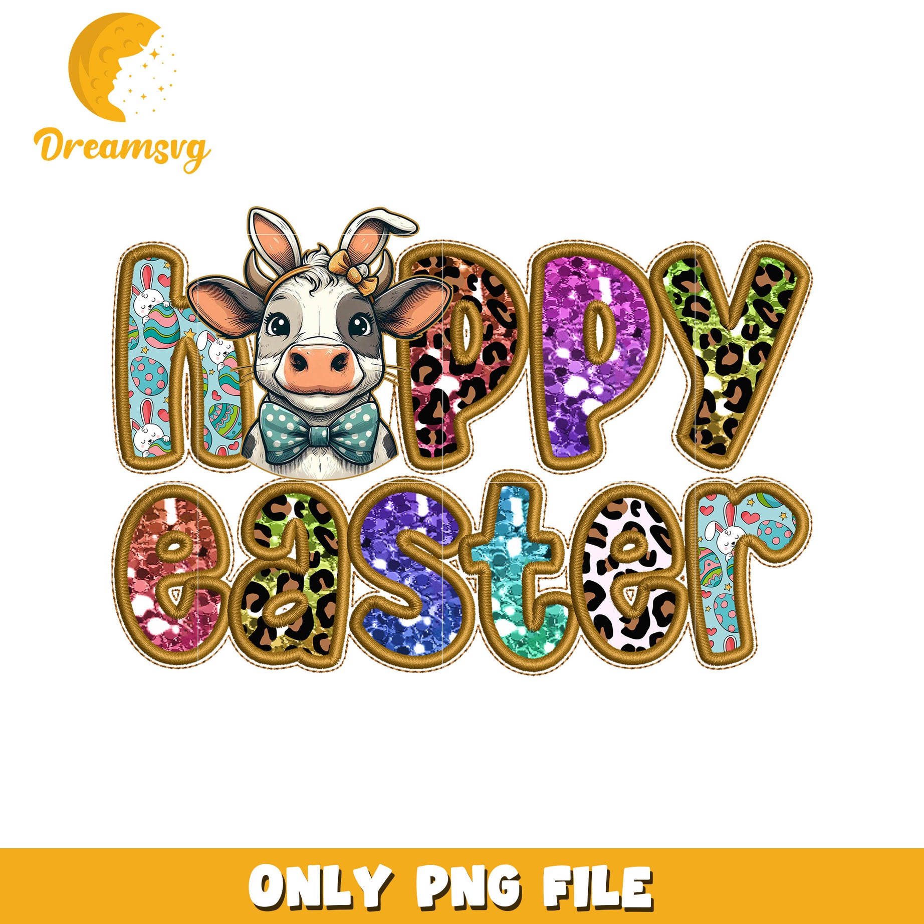 Happy Easter Cow PNG Design