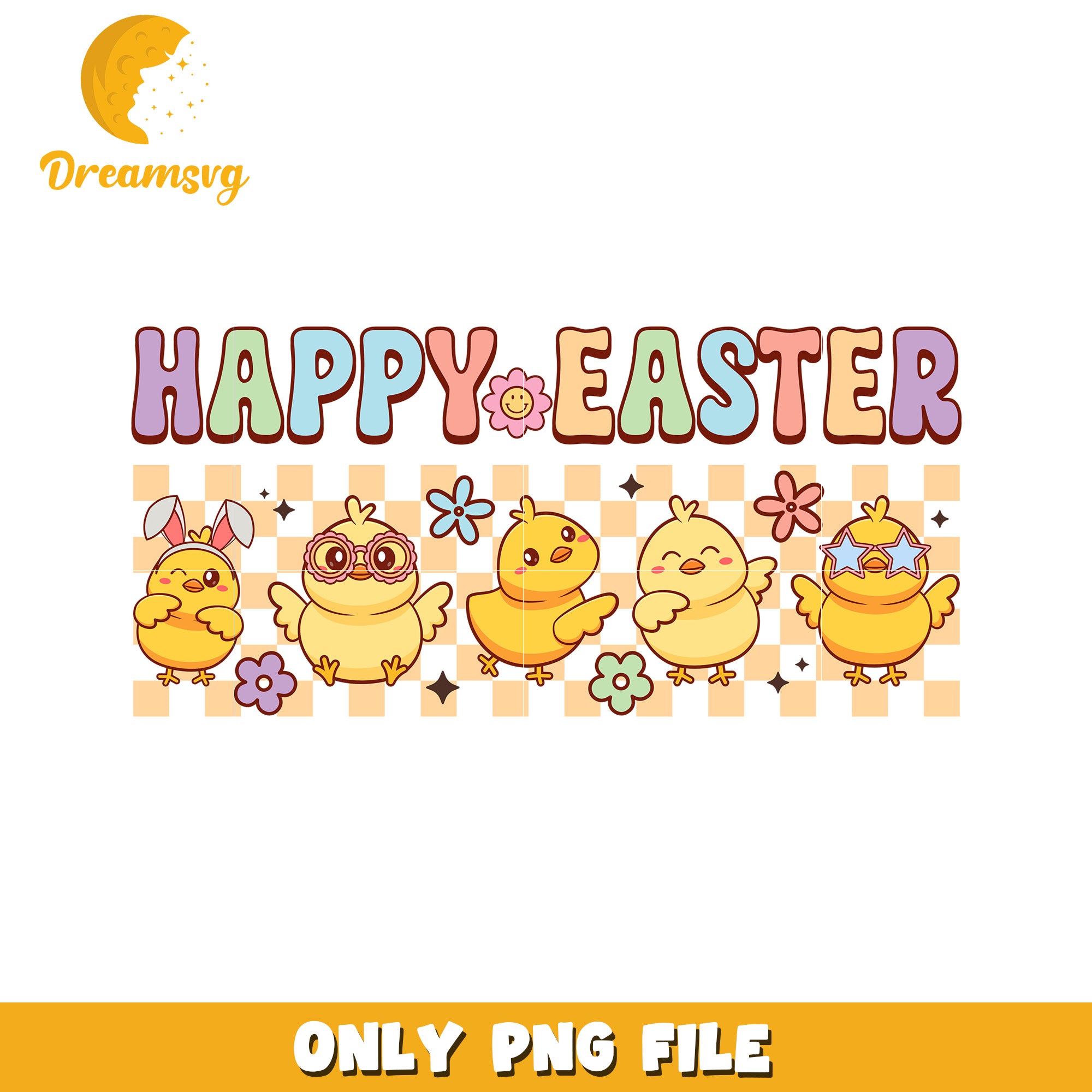 Happy Easter Cute Chicks PNG Digital Download Art Design