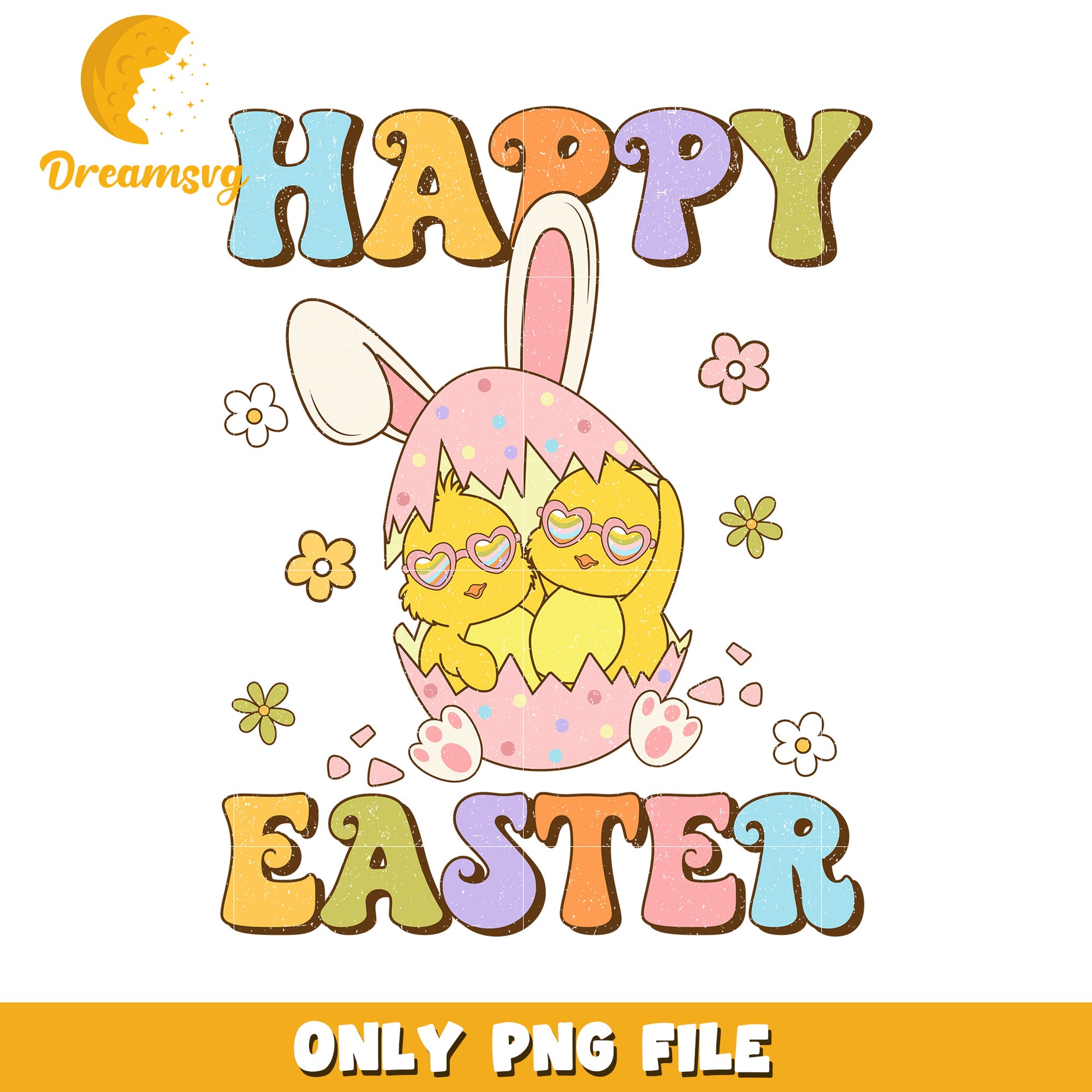 Happy Easter Cute Chicks in Egg PNG Design for Print