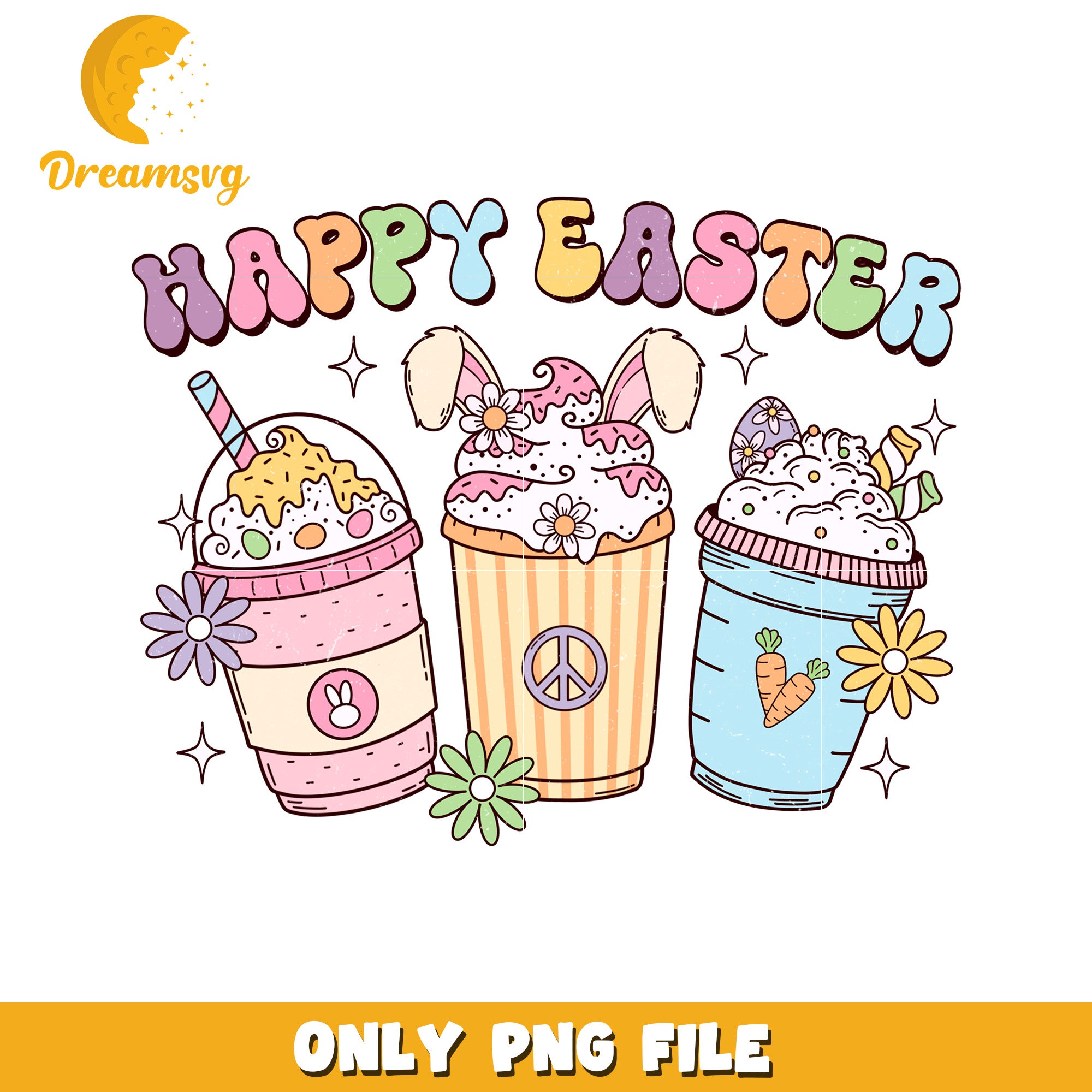Happy Easter Cute Drink Illustration PNG for Spring Fun