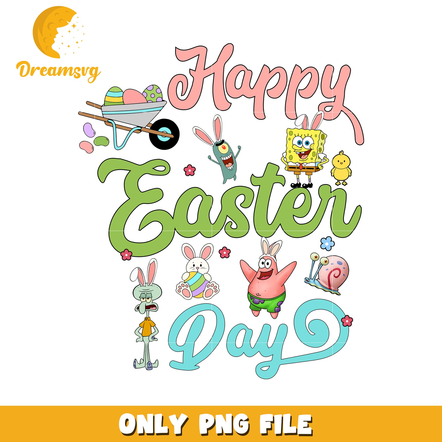 Happy Easter Day Cartoon Art for Kids PNG Download