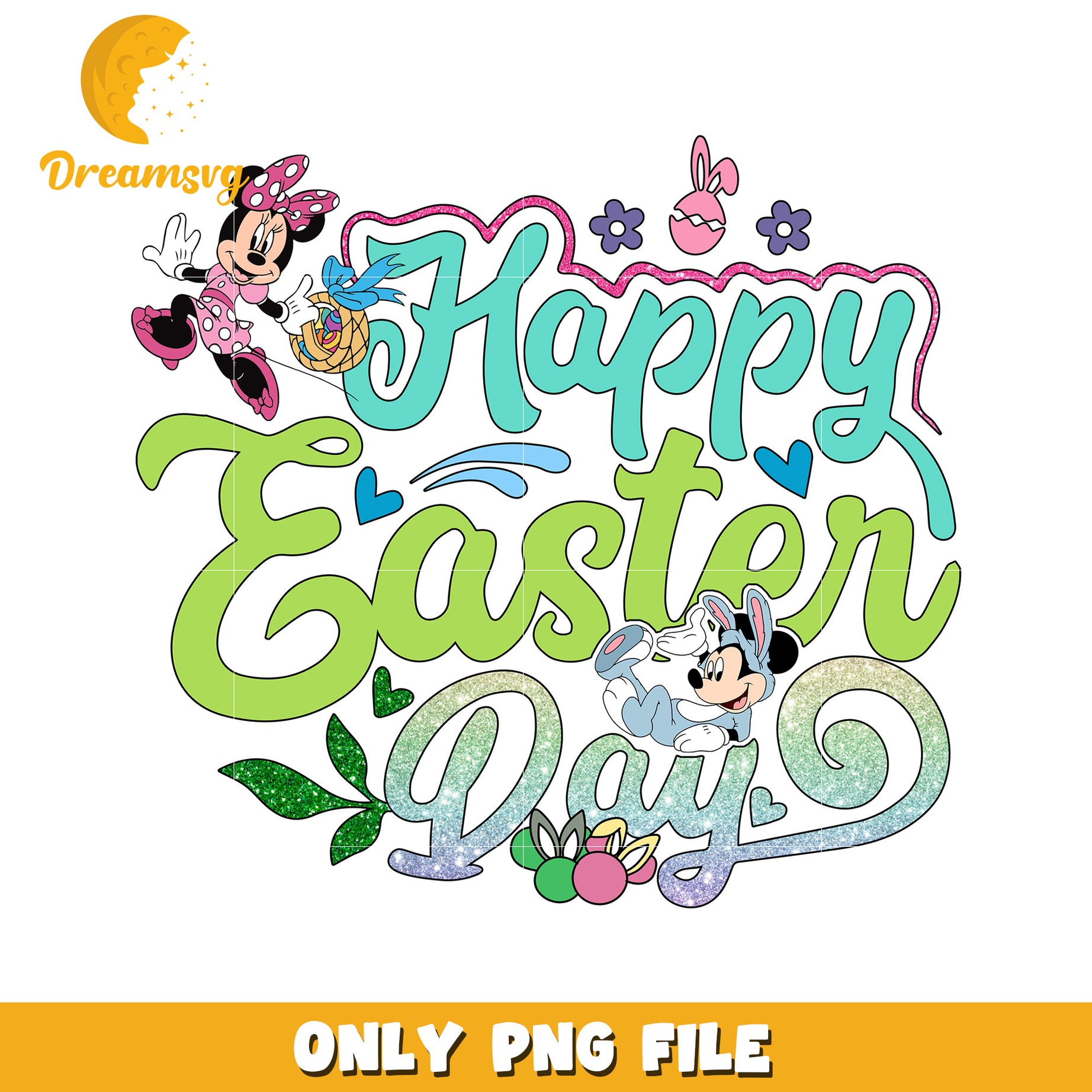 Happy Easter Day PNG Image Featuring Cute Cartoon Design