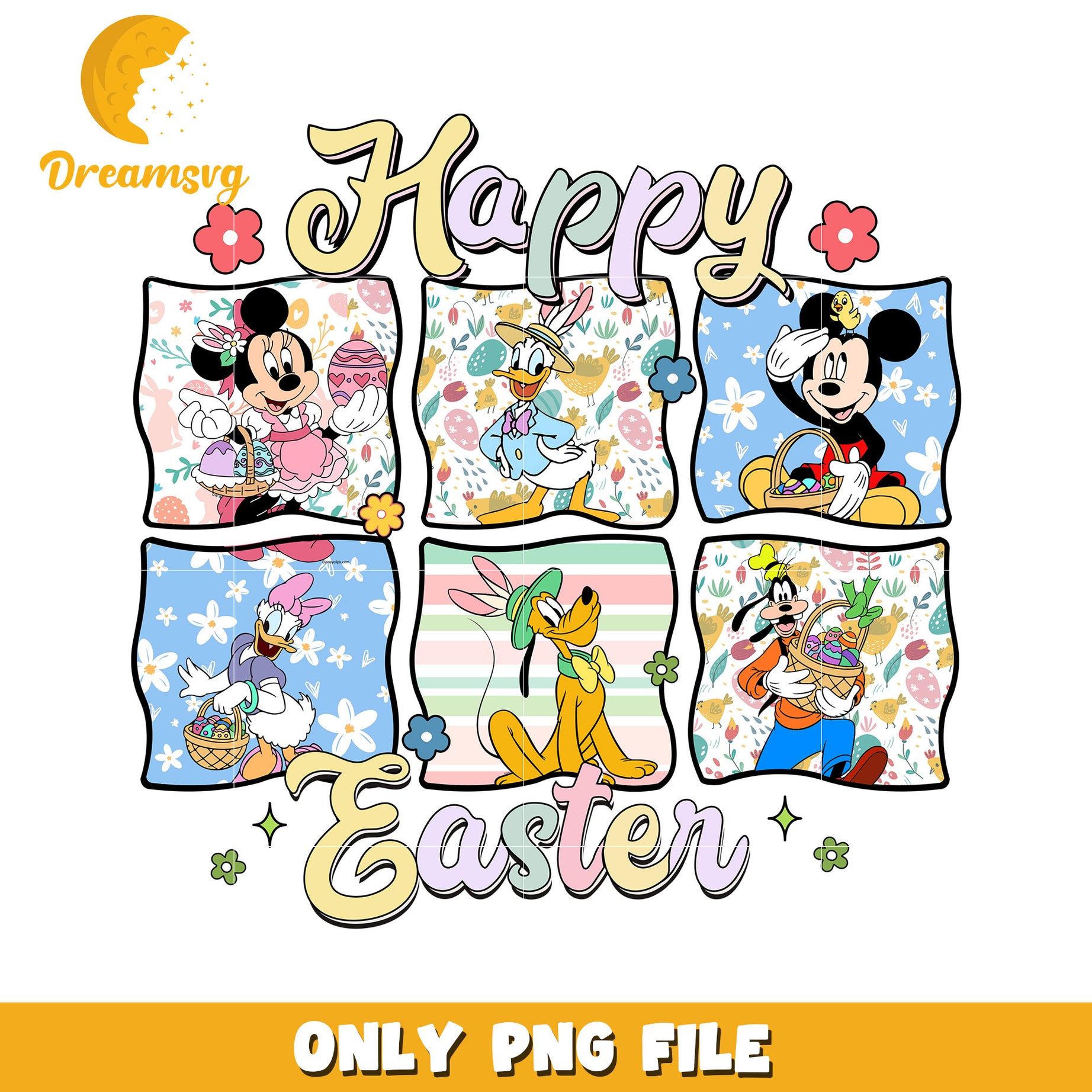 Happy Easter Disney Characters PNG Clipart Bundle Download