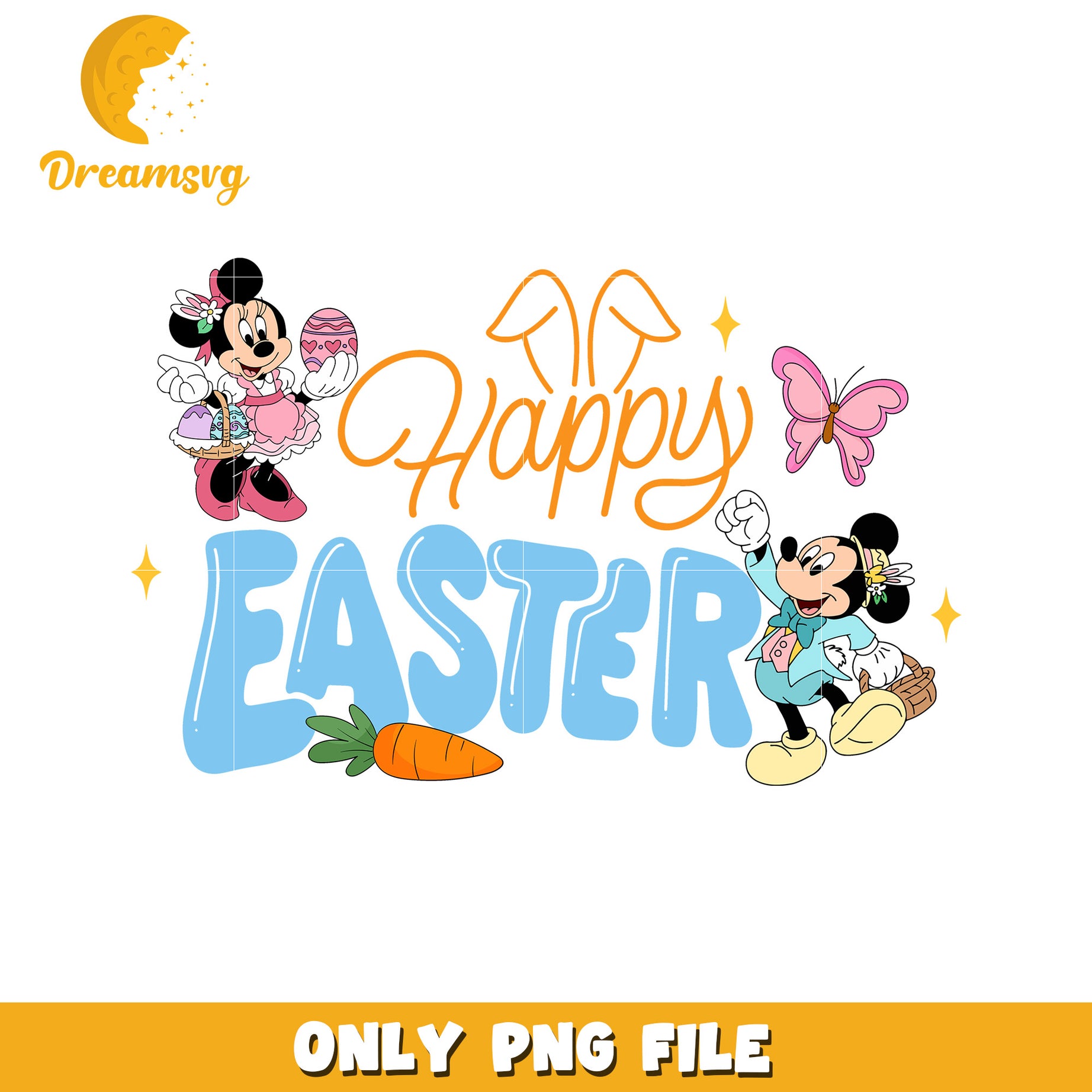 Happy Easter Disney PNG with Minnie and Mickey Mouse Design