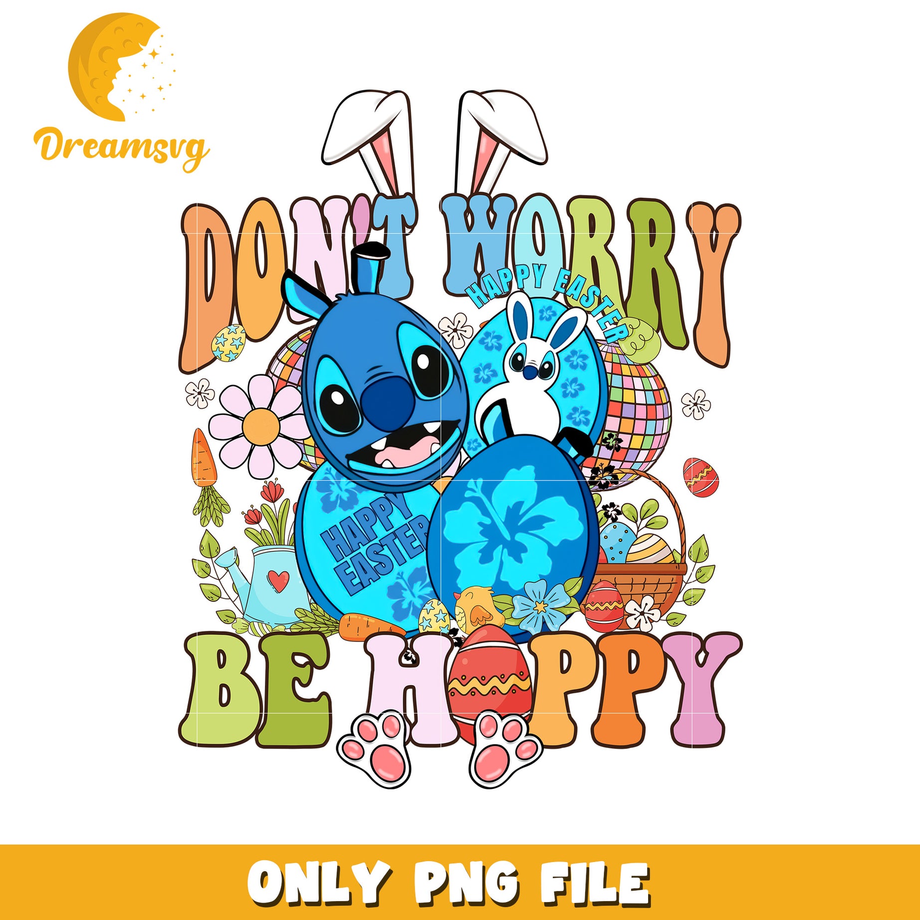 Happy Easter Don't Worry Be Hoppy PNG Design Graphic