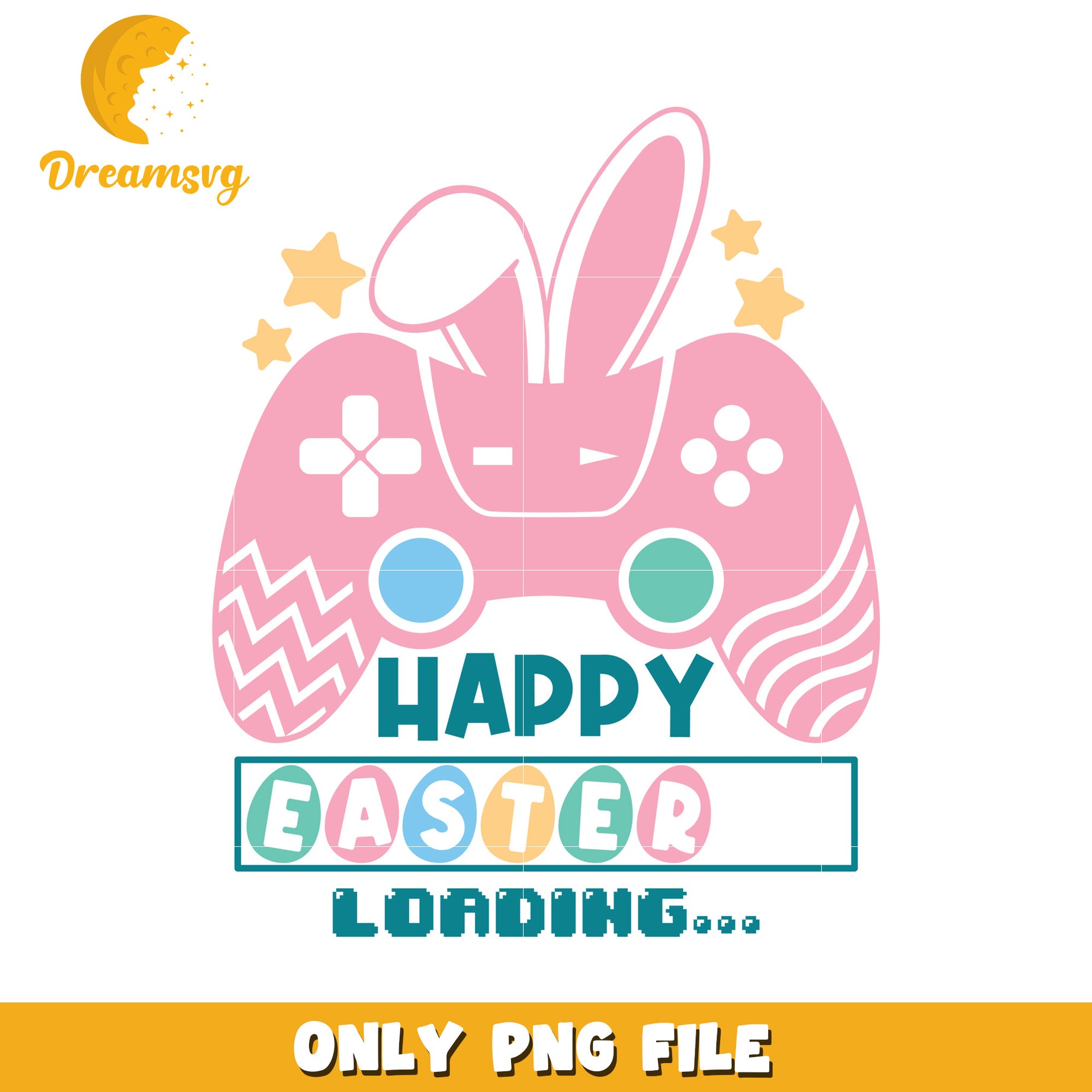 Happy Easter Loading Cute Gaming Controller PNG Design
