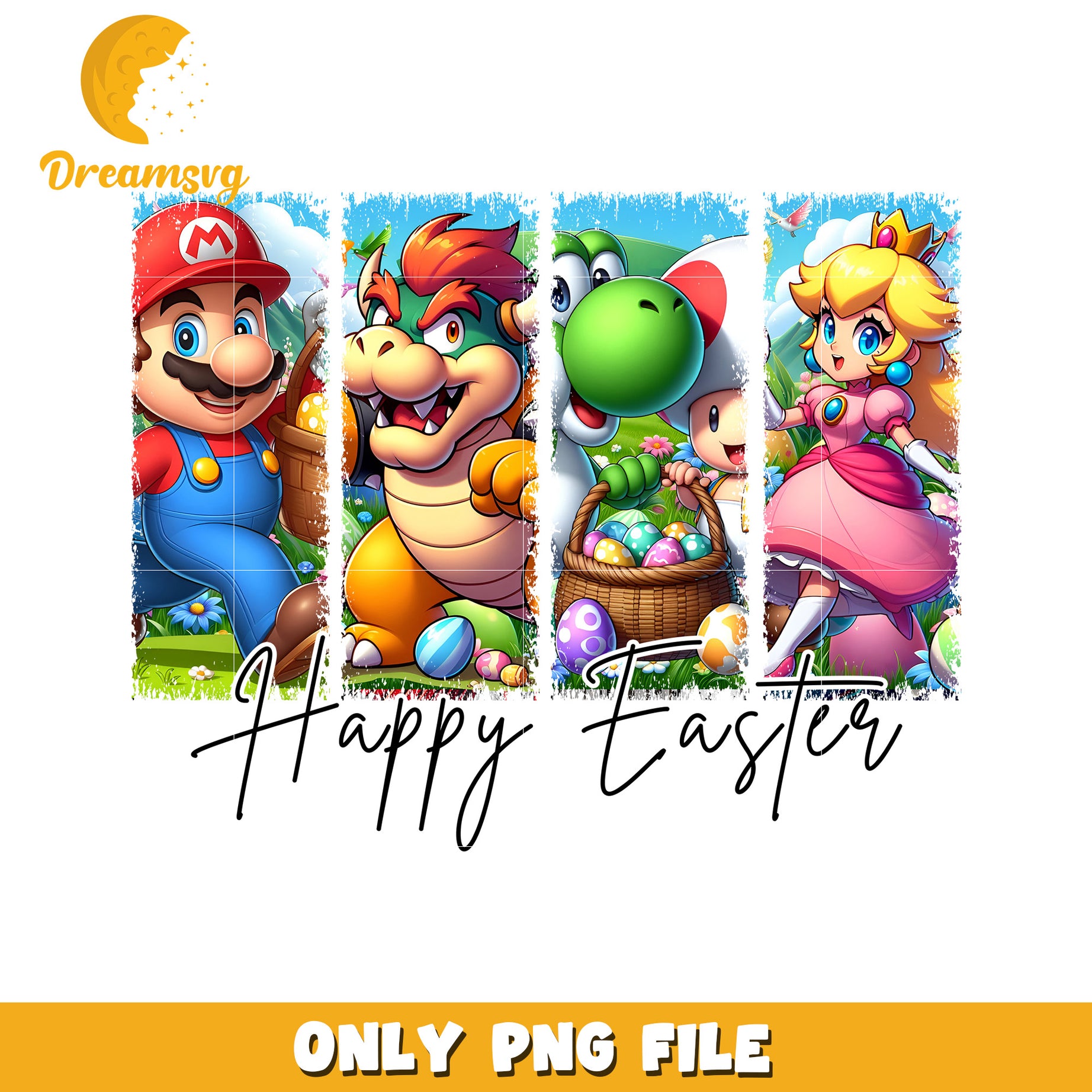 Happy Easter Mario Bros PNG Sublimation