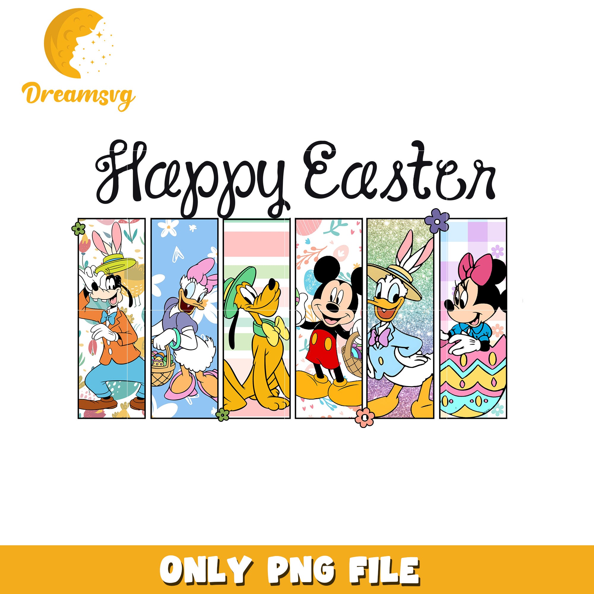 Happy Easter Mickey and Friends PNG Graphic Design Art