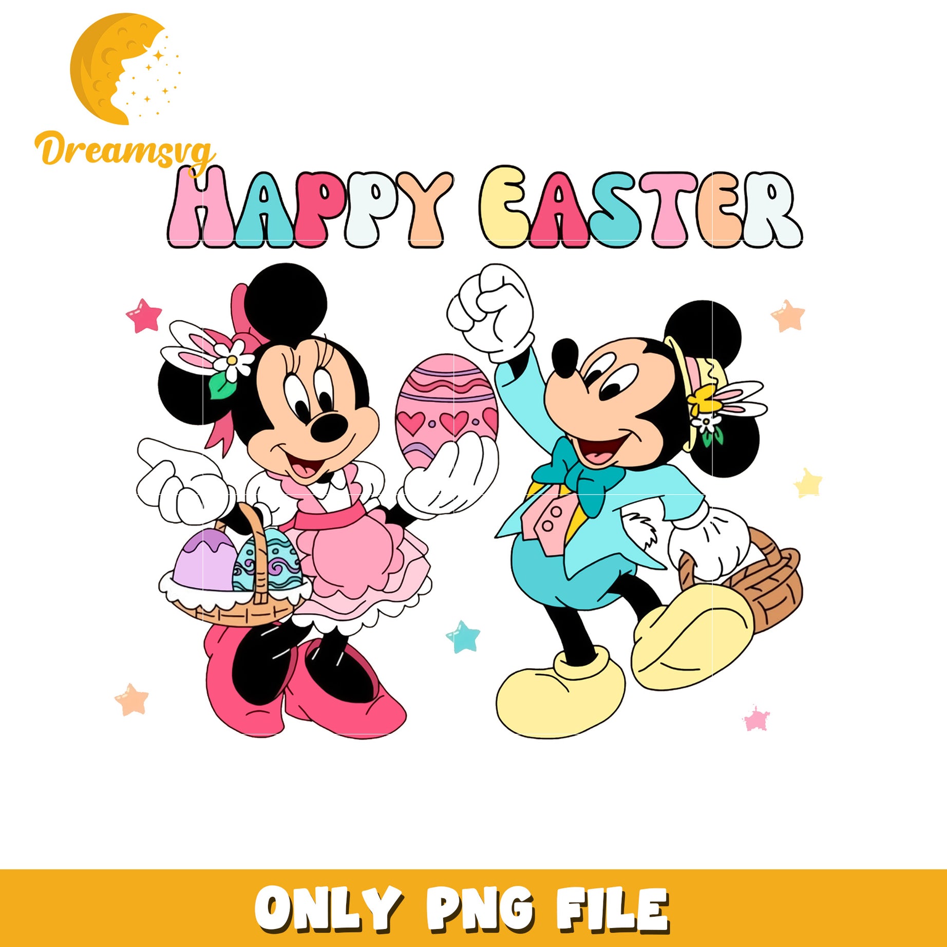 Happy Easter Mickey and Minnie Mouse PNG Design 2023