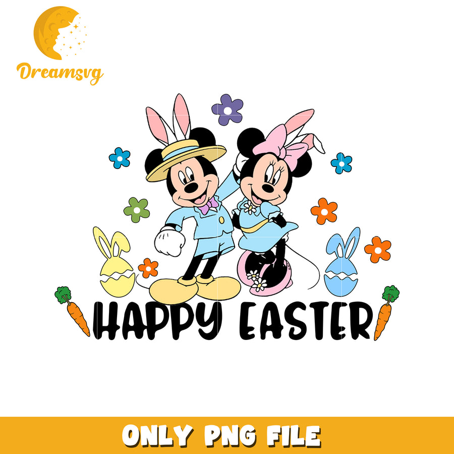 Happy Easter Mickey and Minnie Mouse PNG Design for Kids