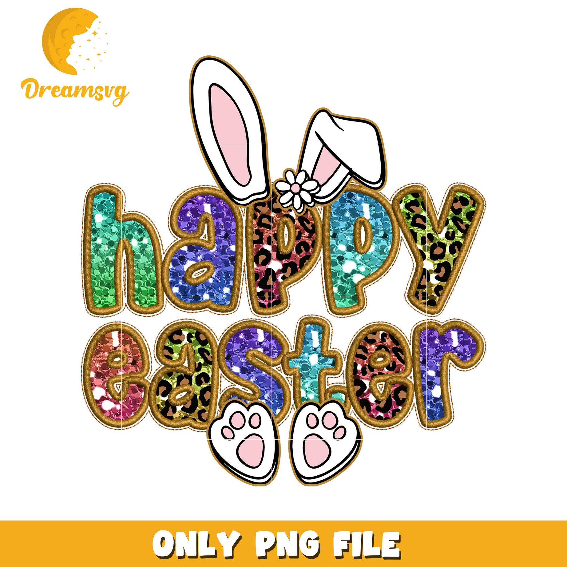 Happy Easter PNG Glitter Design