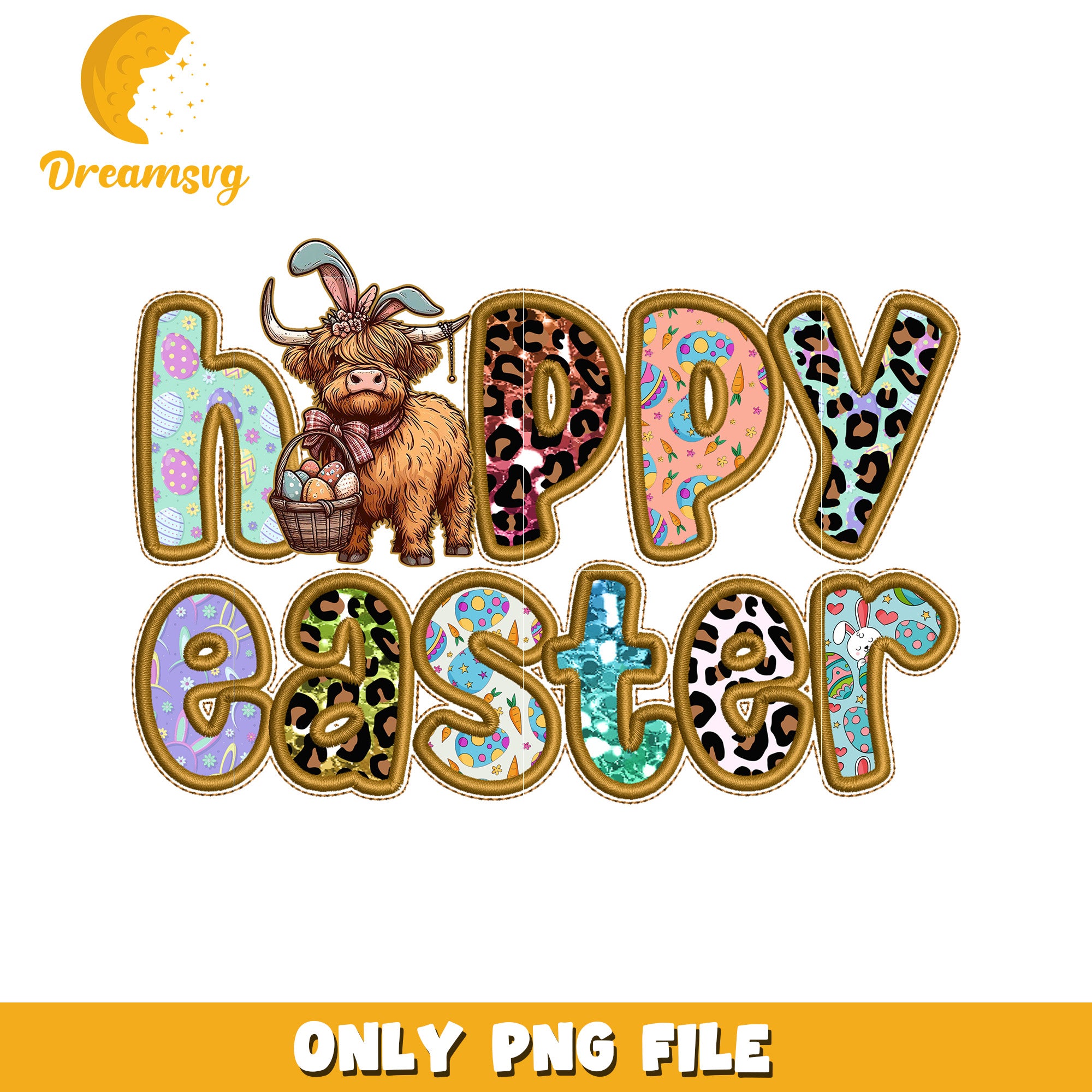 Happy Easter PNG Graphic with Colorful Lettering Design