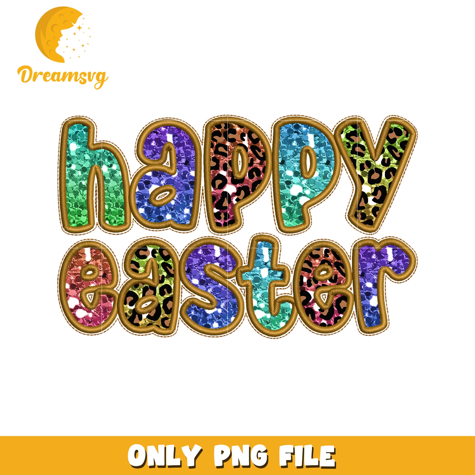 Happy Easter PNG Leopard Print