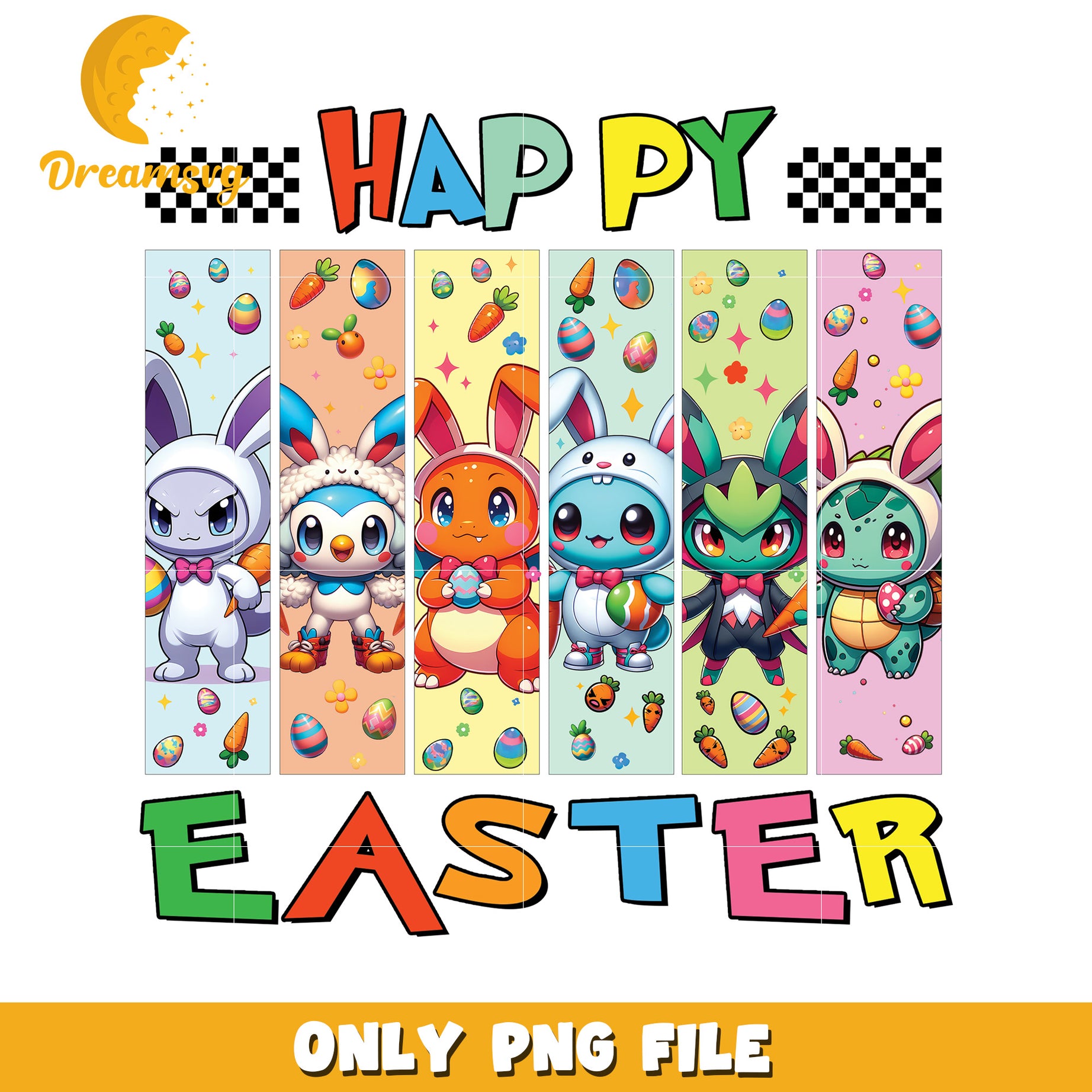 Happy Easter Pokemon Bunny Design PNG