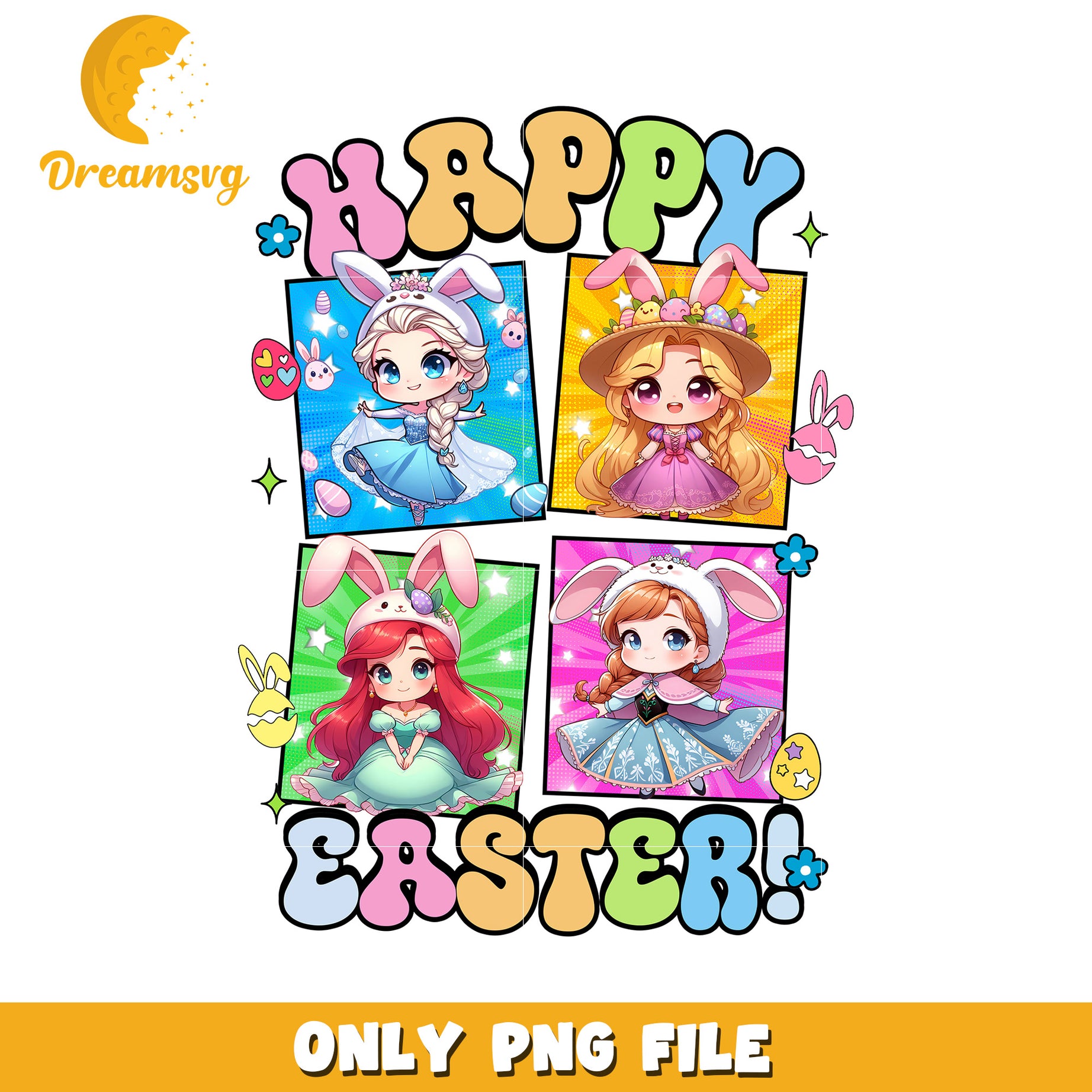 Happy Easter Princess PNG Design