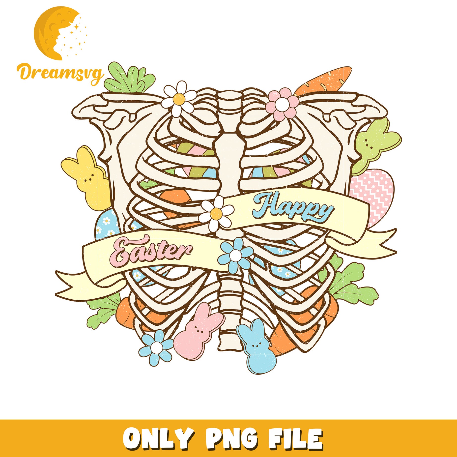 Happy Easter Skeleton Design PNG for Spring Celebrations