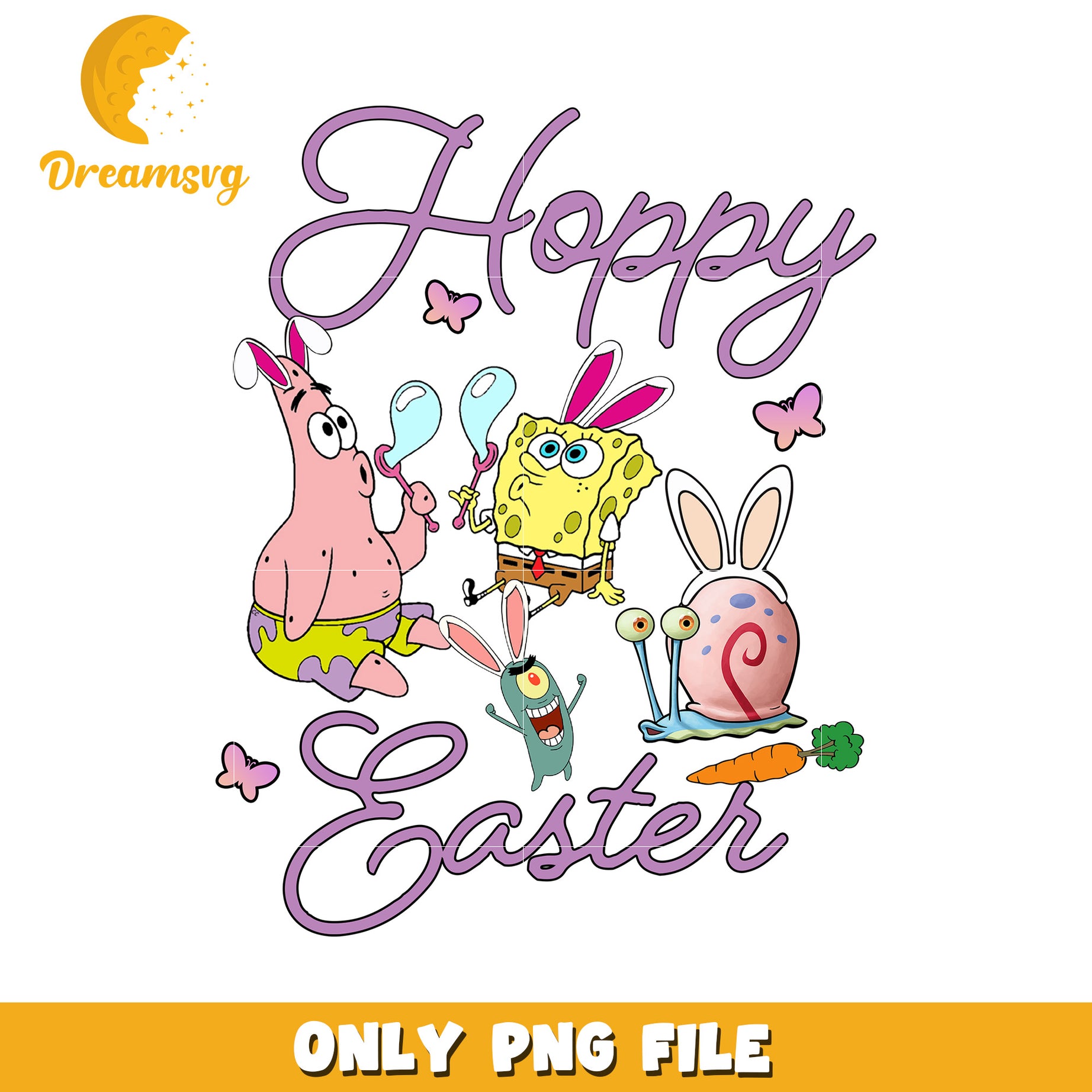 Happy Easter SpongeBob and Friends PNG Digital Art Download