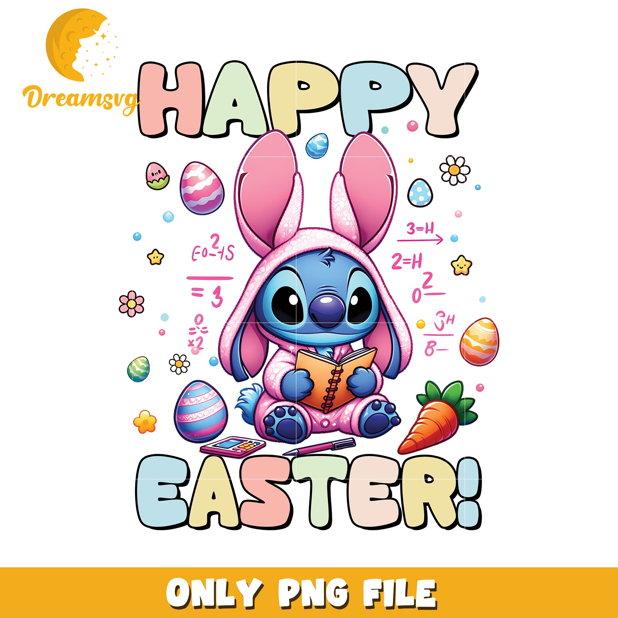 Happy Easter Stitch Bunny PNG Image
