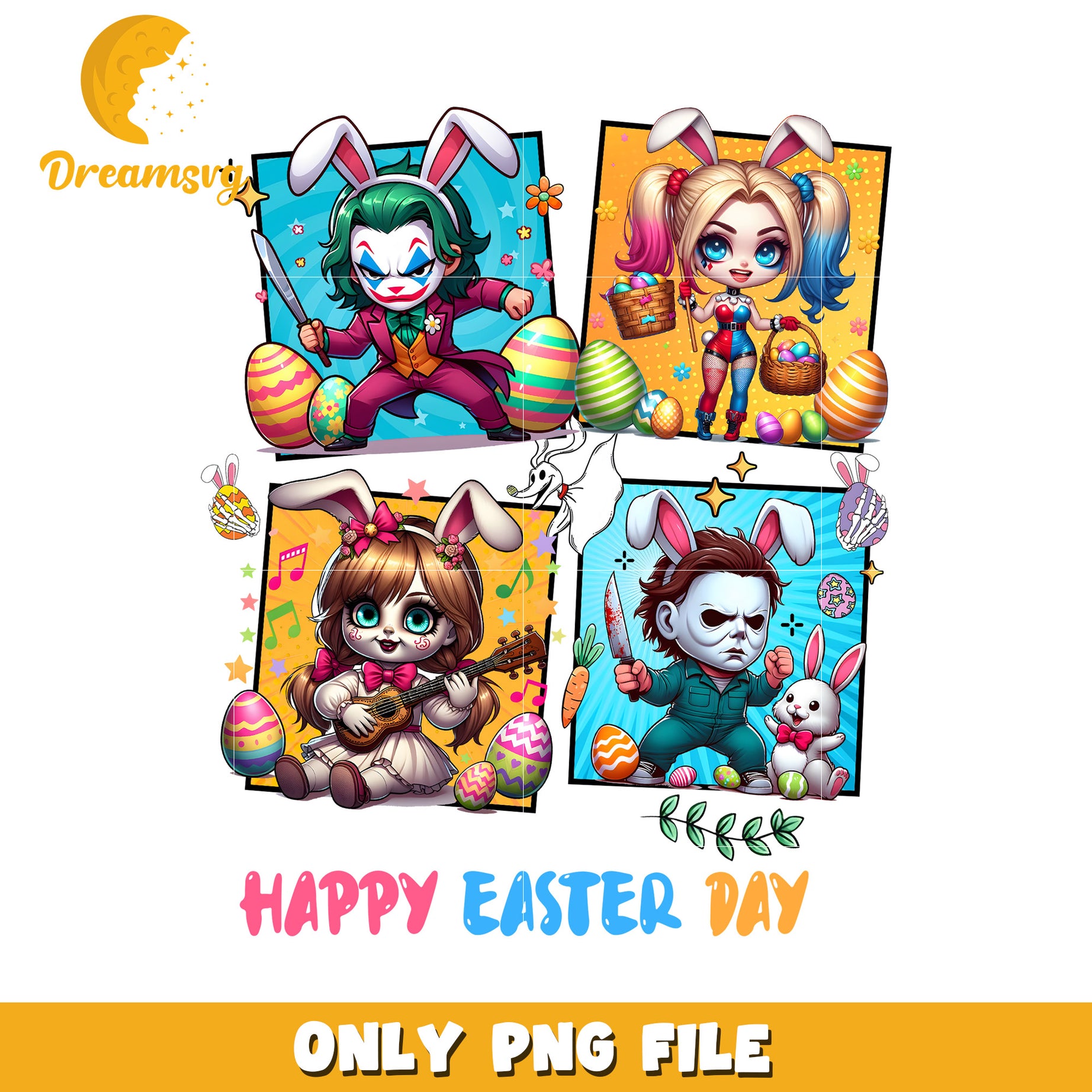 Happy Easter Villain Bunny PNG Design