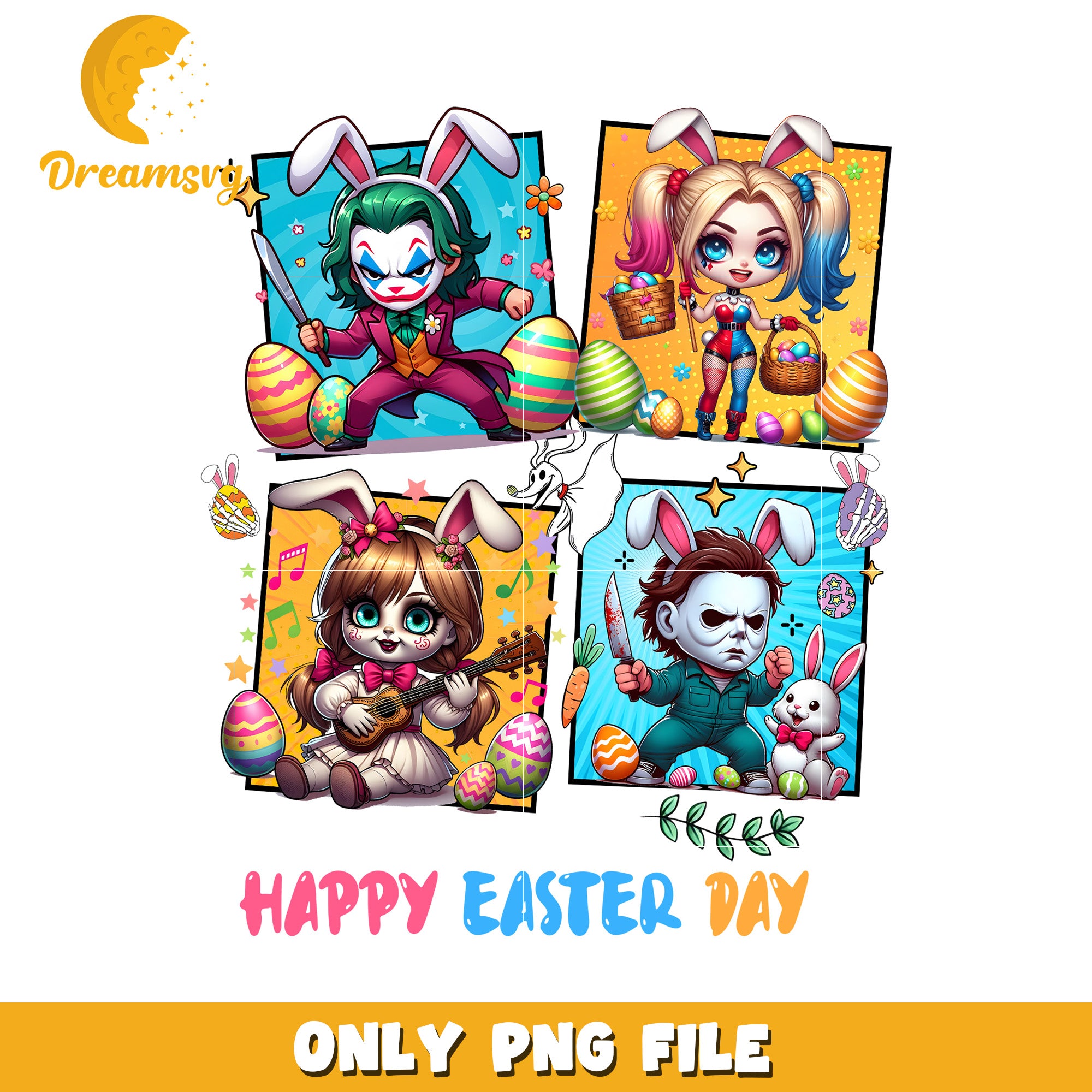 Happy Easter Villain Bunny PNG Design