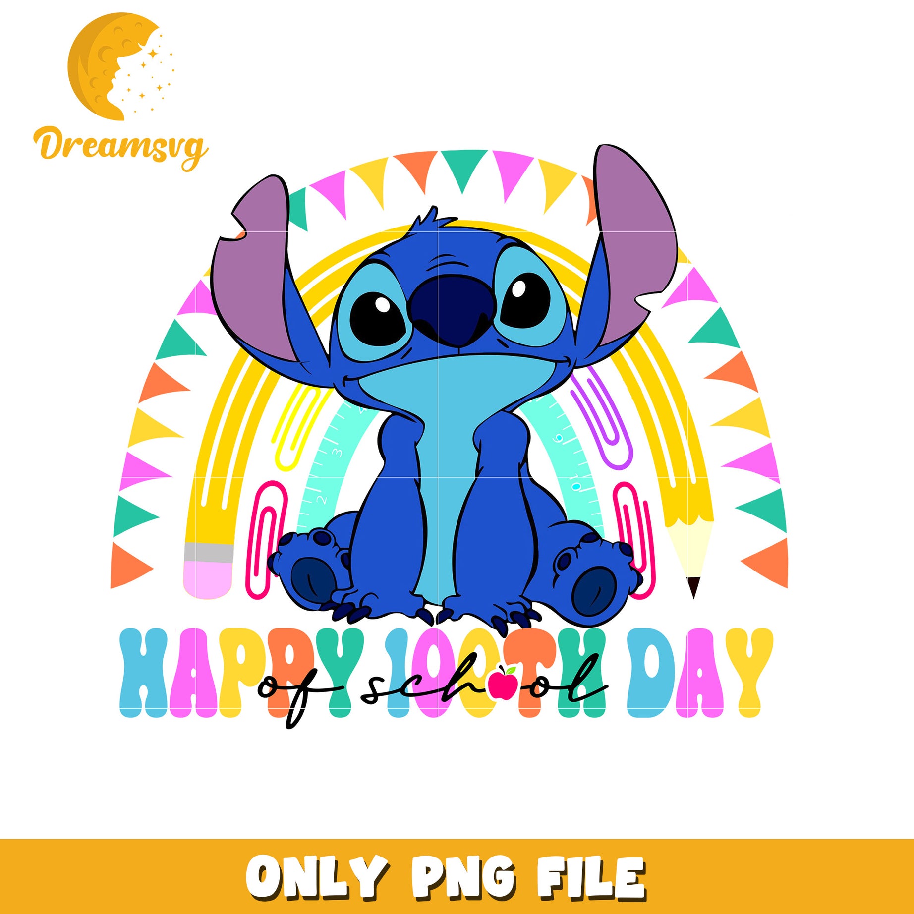 Happy First Day of School Stitch PNG Clipart Downloadable Art