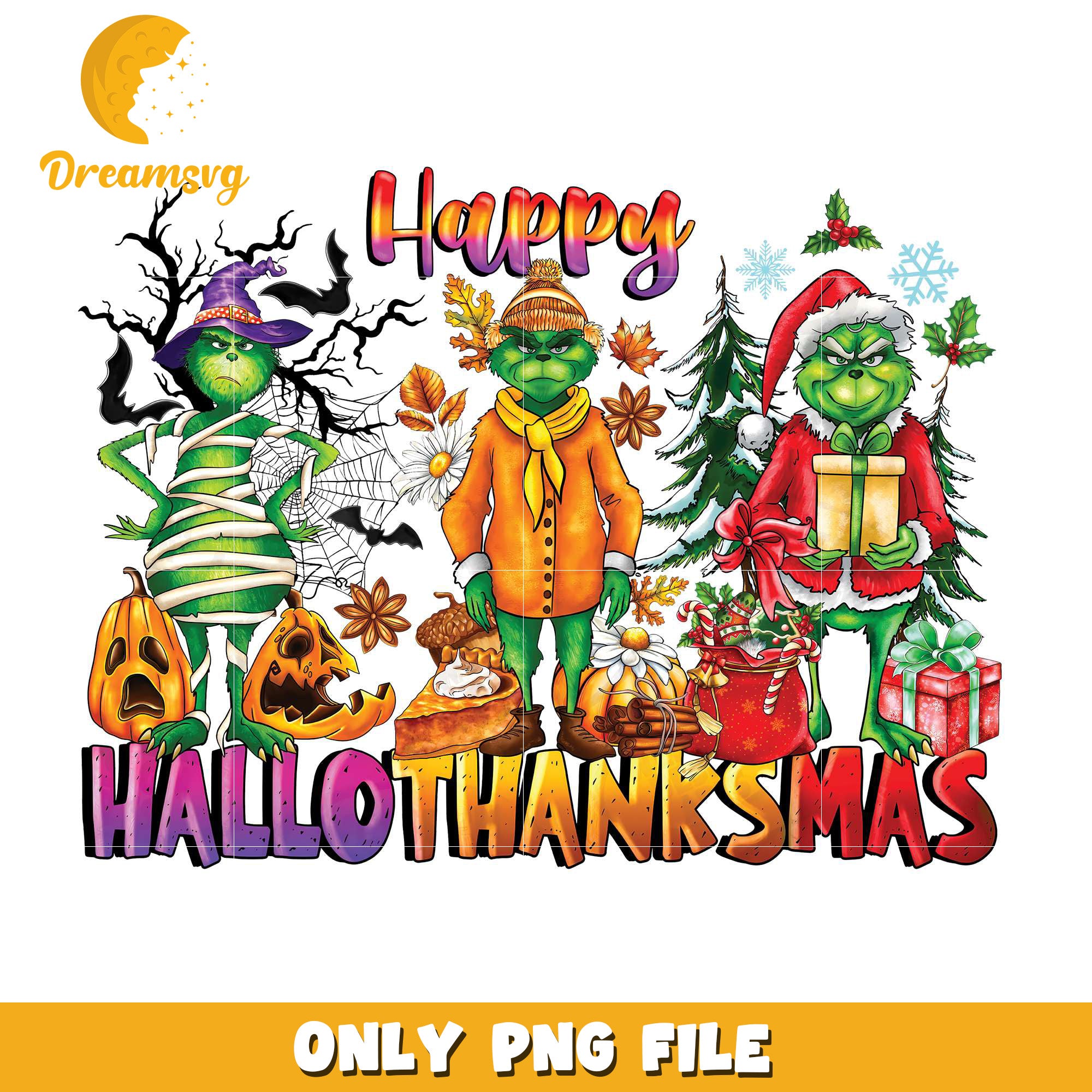 Happy Hallothanksmas Gnomes Grinch png, costumes in halloween​​​​ png, spooky season png