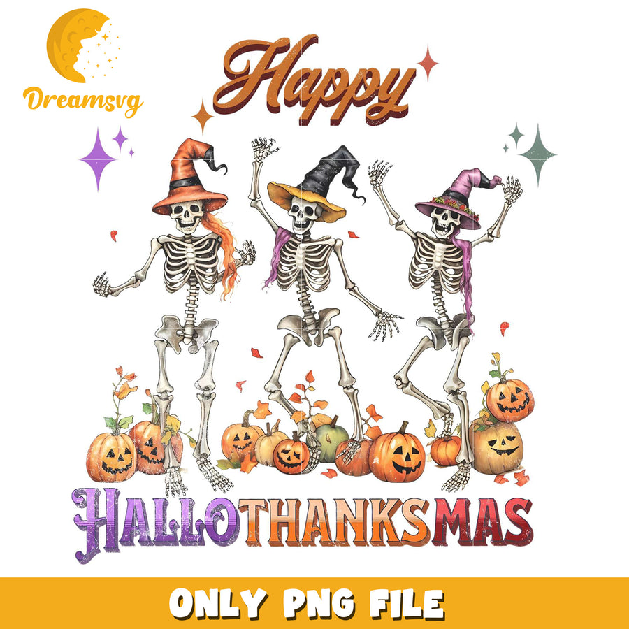 Happy Hallothanksmas Skeleton Dancing png, costumes in halloween​​​​ png, spooky season png