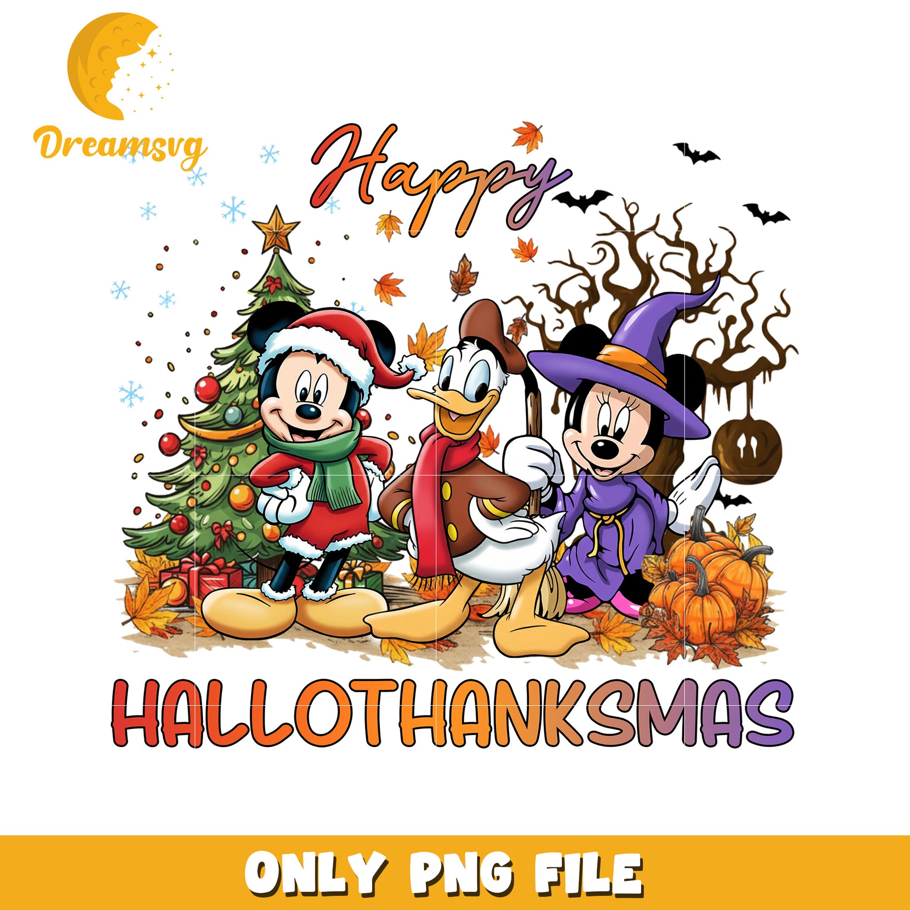 Happy Hallothanksmas png, white christmas​​​ png, cartoon​ png