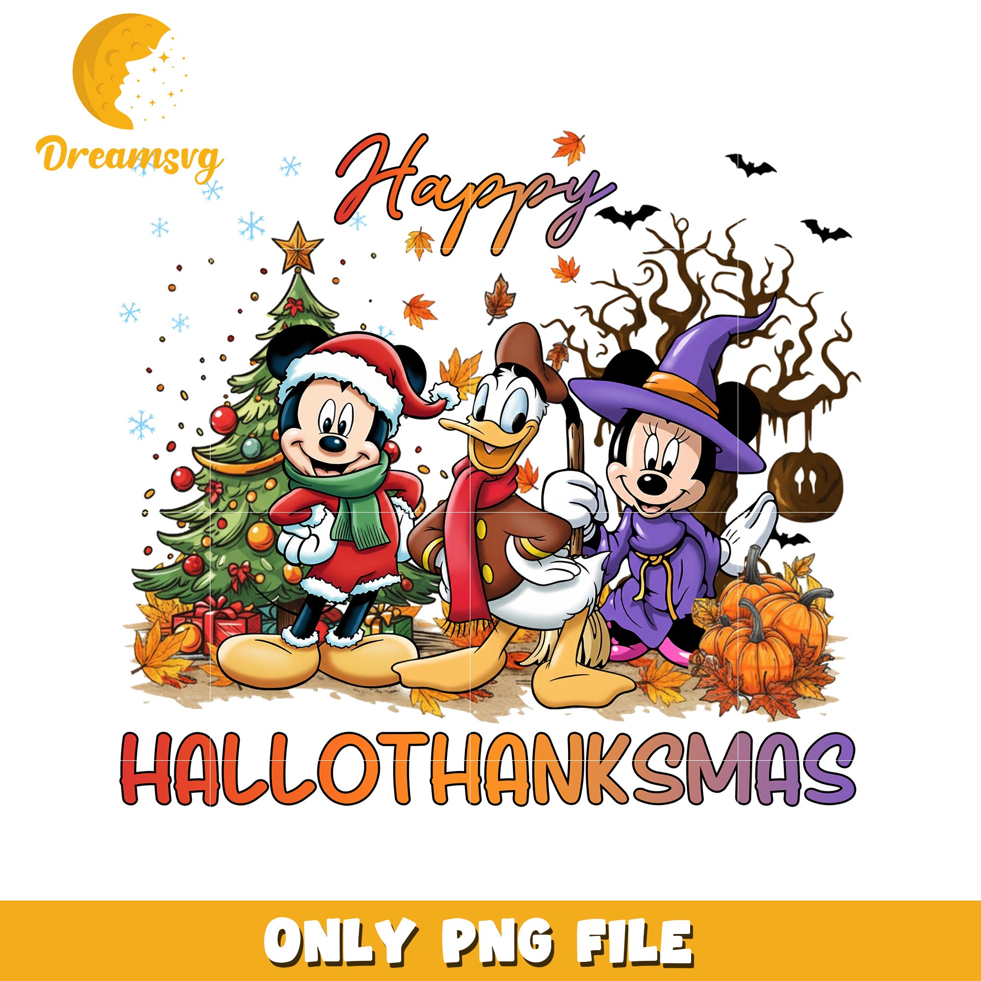 Happy Hallothanksmas png, white christmas​​​ png, cartoon​ png